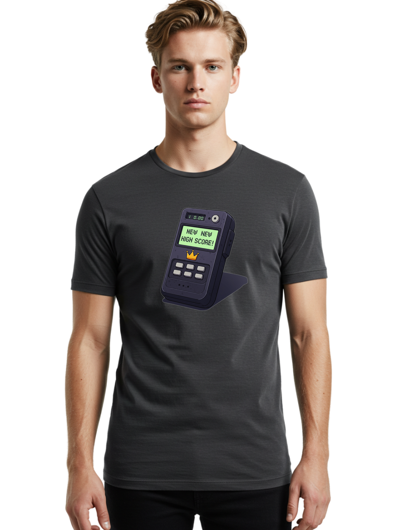 New-New-High-Score Men'S Graphic Tee, 100% Cotton, Comfortable Casual Summer Wear, Machine Washable, Retro Game Console, Vintage Video Game, High Score Alert, Nostalgic Gaming, Classic Arcade, Pixel Art, Electronic Device, Retro Technology, Bab032 14