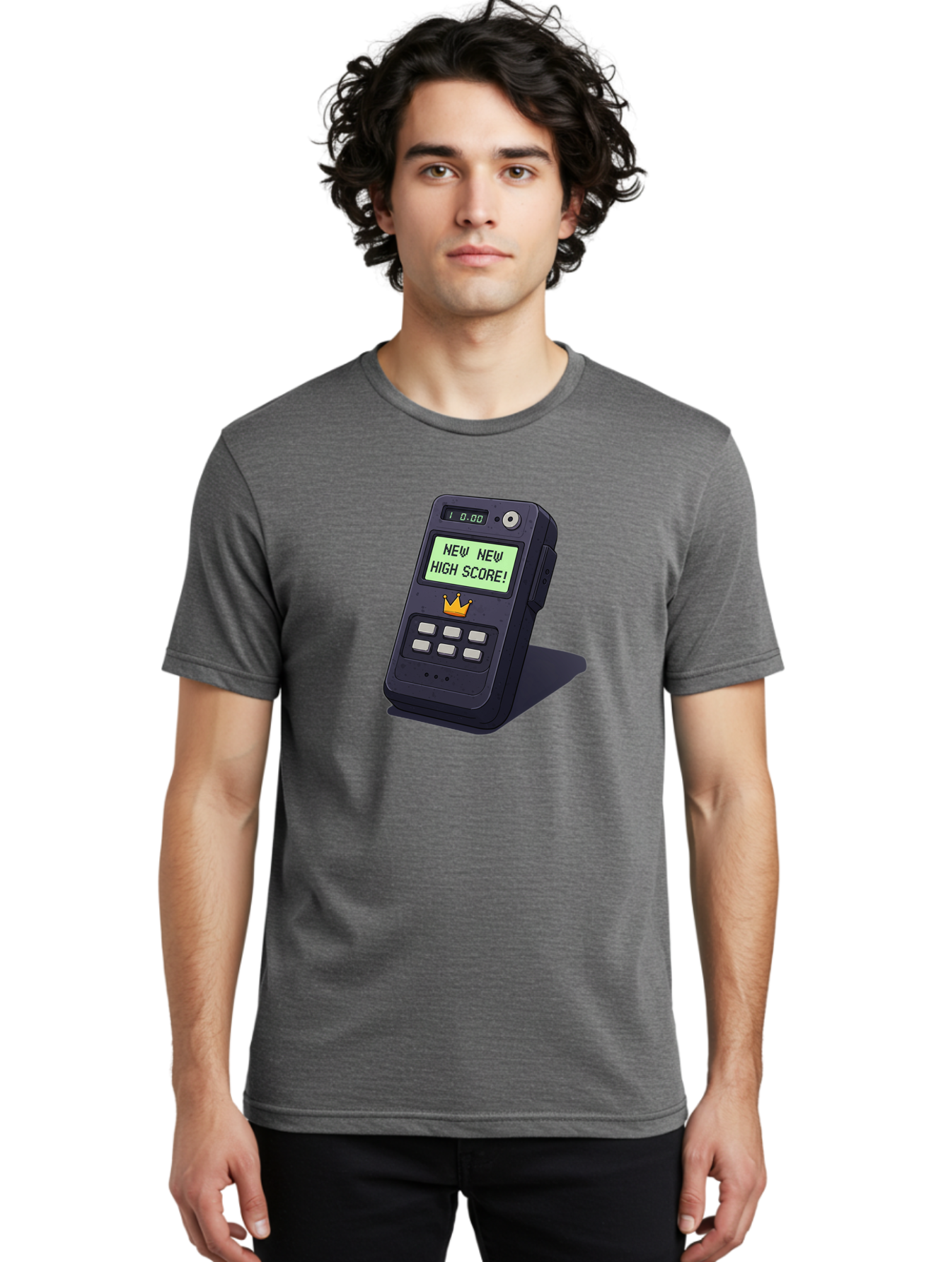 New-New-High-Score Men'S Graphic Tee, 100% Cotton, Comfortable Casual Summer Wear, Machine Washable, Retro Game Console, Vintage Video Game, High Score Alert, Nostalgic Gaming, Classic Arcade, Pixel Art, Electronic Device, Retro Technology, Bab032 2