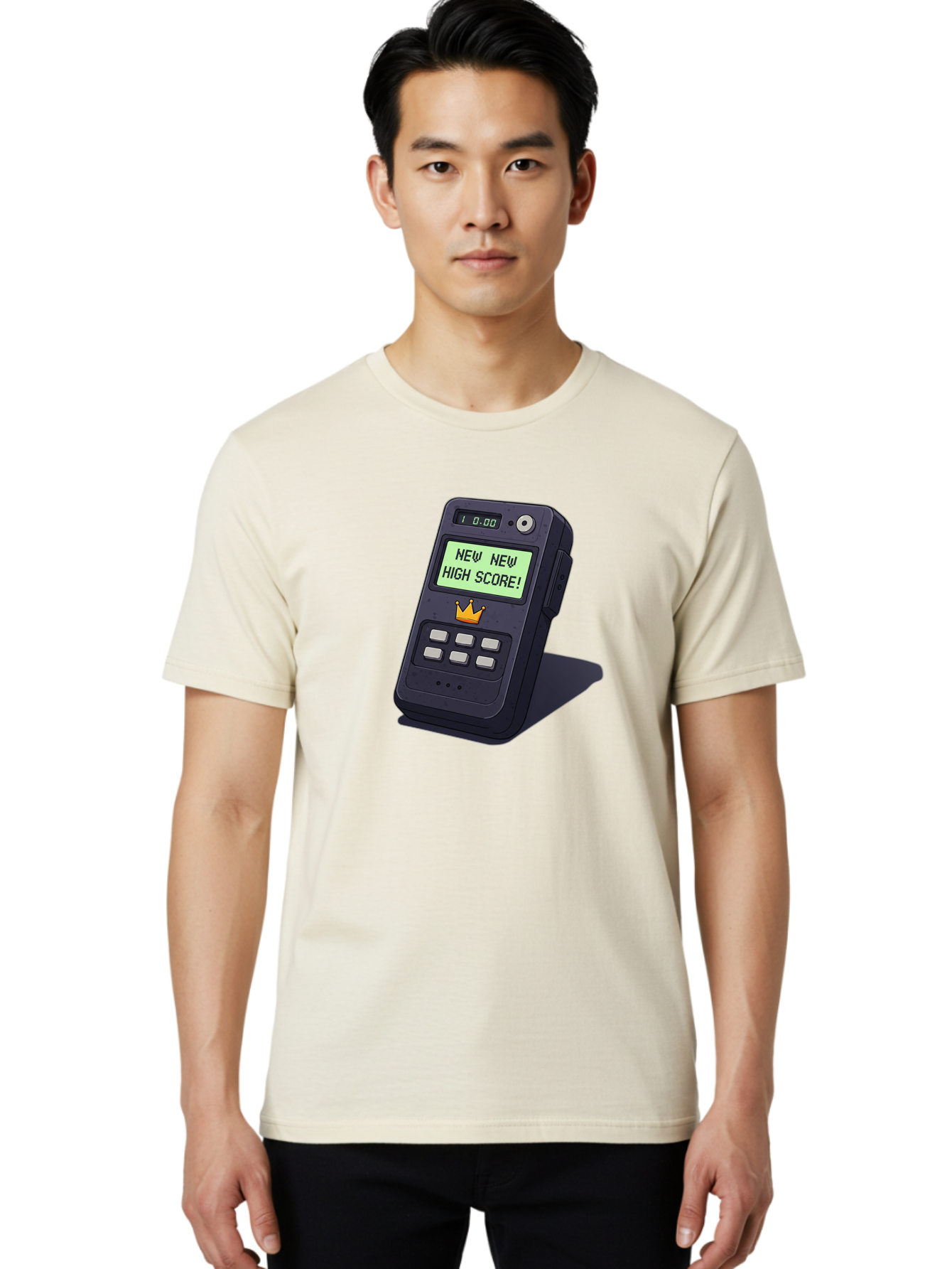 New-New-High-Score Men'S Graphic Tee, 100% Cotton, Comfortable Casual Summer Wear, Machine Washable, Retro Game Console, Vintage Video Game, High Score Alert, Nostalgic Gaming, Classic Arcade, Pixel Art, Electronic Device, Retro Technology, Bab032 12