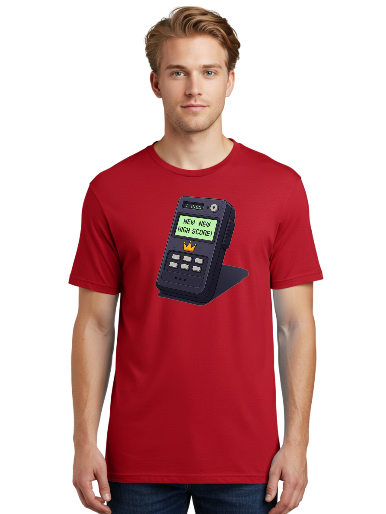 New-New-High-Score Men'S Graphic Tee, 100% Cotton, Comfortable Casual Summer Wear, Machine Washable, Retro Game Console, Vintage Video Game, High Score Alert, Nostalgic Gaming, Classic Arcade, Pixel Art, Electronic Device, Retro Technology, Bab032 22