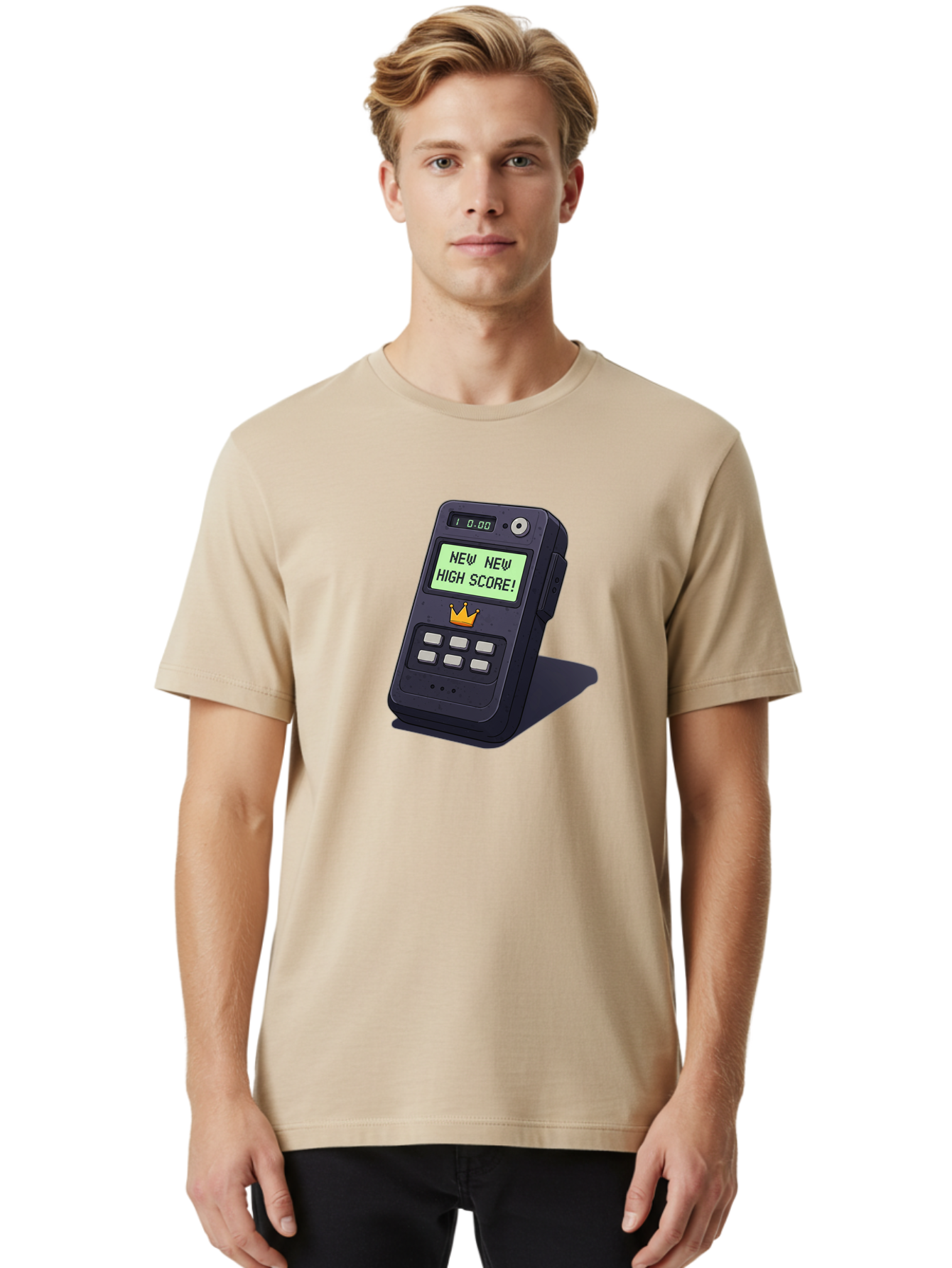 New-New-High-Score Men'S Graphic Tee, 100% Cotton, Comfortable Casual Summer Wear, Machine Washable, Retro Game Console, Vintage Video Game, High Score Alert, Nostalgic Gaming, Classic Arcade, Pixel Art, Electronic Device, Retro Technology, Bab032 30