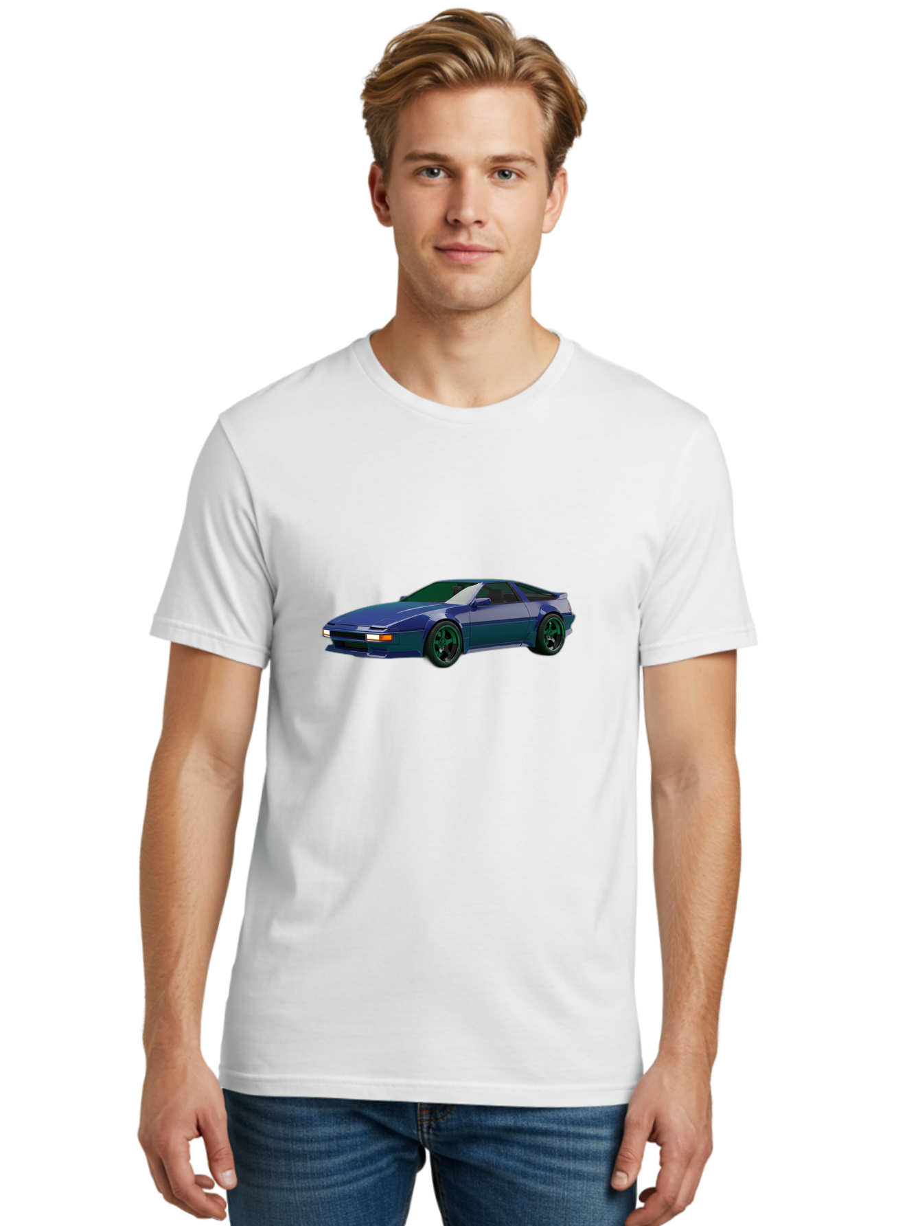 Nissan-240Sx-Coupe Men'S Graphic Tee, 100% Cotton, Comfortable Casual Summer Wear, Machine Washable, Blue Sports Car, Nissan 240Sx, Sleek Design, Sports Coupe, High-Performance Vehicle, Automotive Art, Digital Illustration, Futuristic Styling, Bab034 26