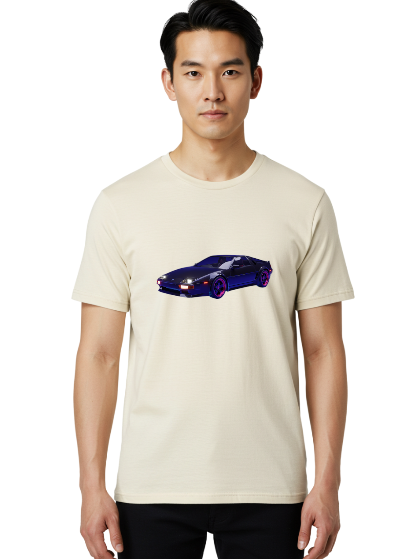 Nissan-240Sx Men'S Graphic Tee, 100% Cotton, Comfortable Casual Summer Wear, Machine Washable, Nissan 240Sx, Sports Car, Sleek Design, High-Performance Vehicle, Neon Lights, Futuristic Style, Purple Accents, Dynamic Graphics Bab035 4