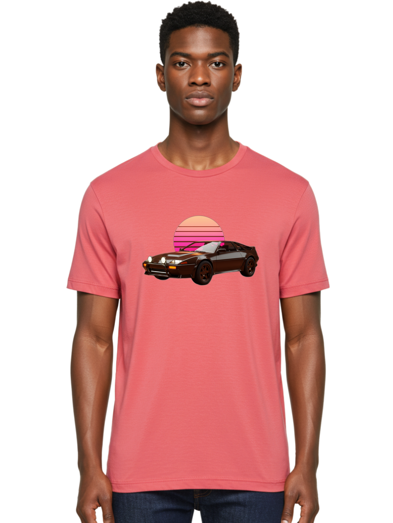 Nissan-240Z Men'S Graphic Tee, 100% Cotton, Comfortable Casual Summer Wear, Machine Washable, Vintage Sports Car, Retro Style, Dusk Scene, Gradient Sunset, Nostalgic Feel, Classic Automobile, Vintage Vibes, Iconic Design, Automotive Art, Bab036 8