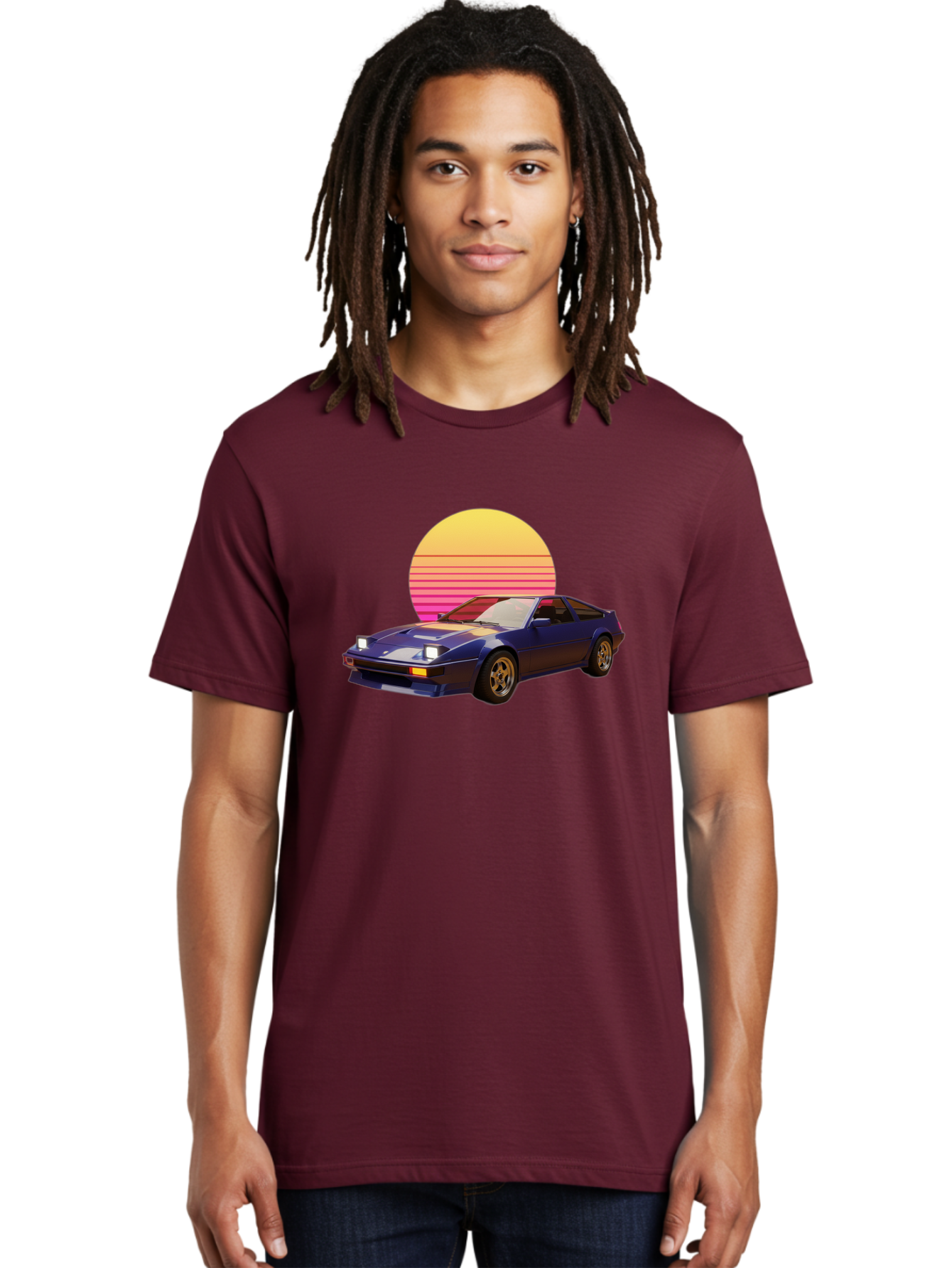 Nissan-280Zx Men'S Graphic Tee, 100% Cotton, Comfortable Casual Summer Wear, Machine Washable, Retro Sports Car, Vintage Automobile, 80S Style, Pop Art, Neon Colors, Gradient Sun, Futuristic Design, Classic Ride, Nostalgic Feel, Bab037 30