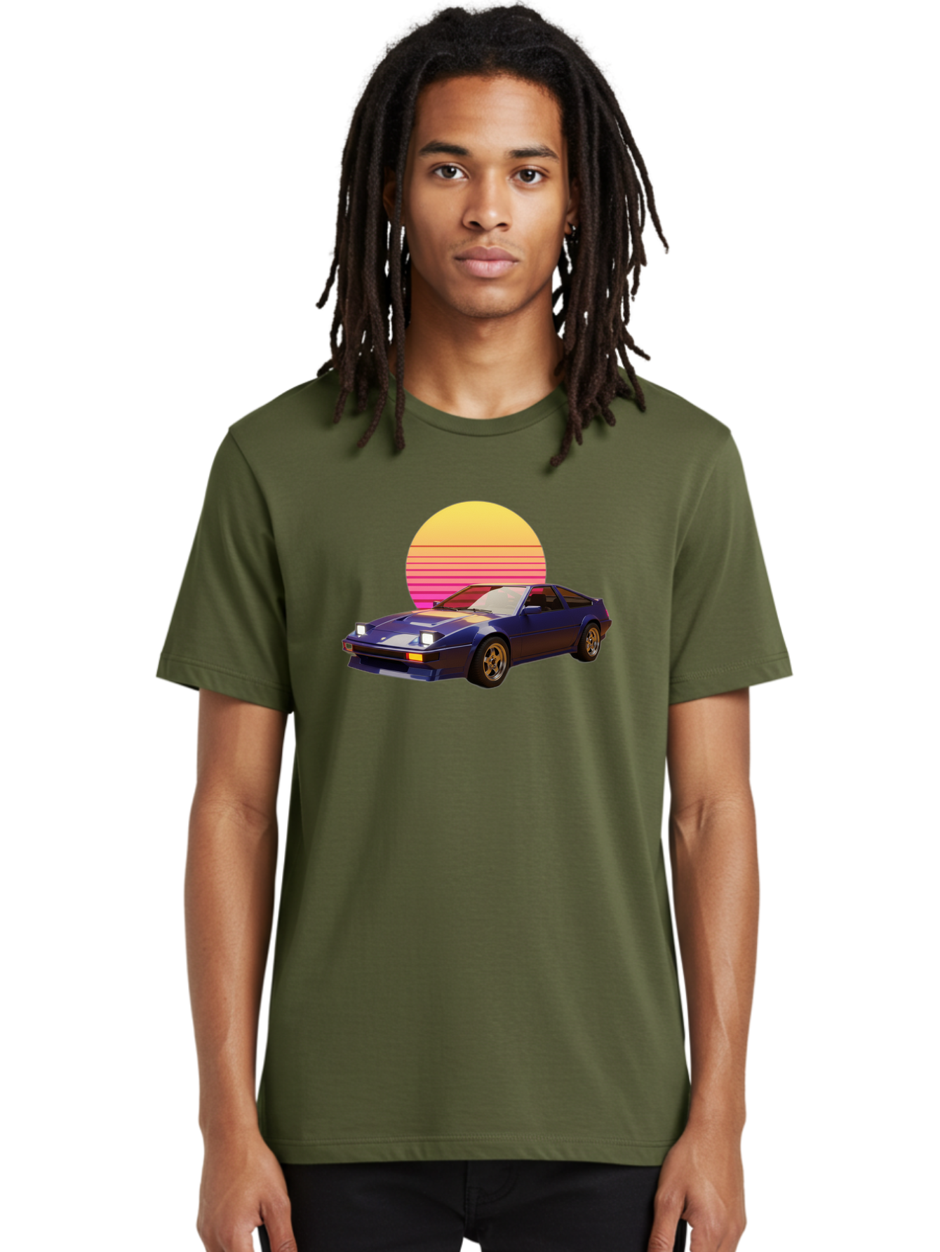 Nissan-280Zx Men'S Graphic Tee, 100% Cotton, Comfortable Casual Summer Wear, Machine Washable, Retro Sports Car, Vintage Automobile, 80S Style, Pop Art, Neon Colors, Gradient Sun, Futuristic Design, Classic Ride, Nostalgic Feel, Bab037 28
