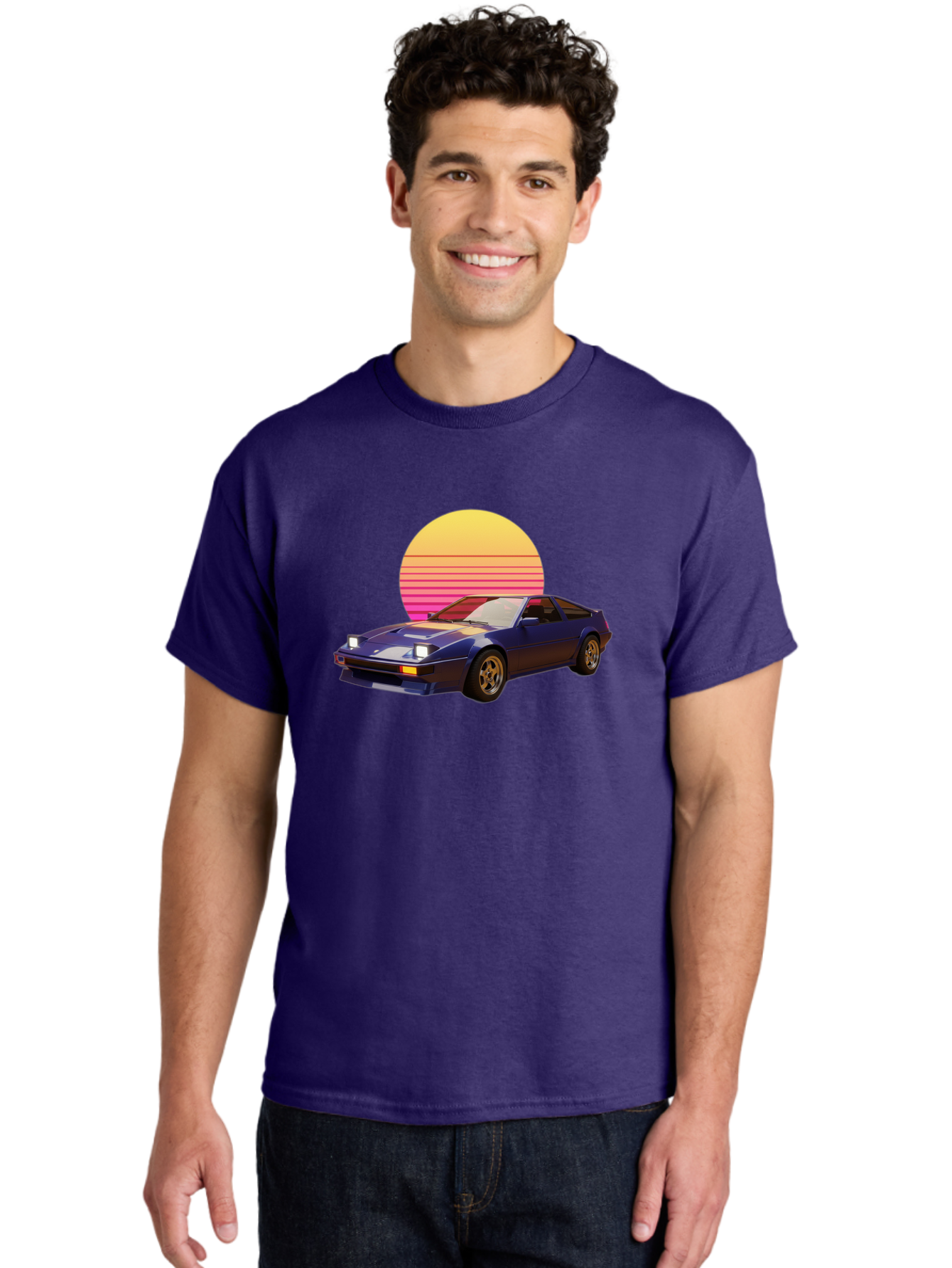 Nissan-280Zx Men'S Graphic Tee, 100% Cotton, Comfortable Casual Summer Wear, Machine Washable, Retro Sports Car, Vintage Automobile, 80S Style, Pop Art, Neon Colors, Gradient Sun, Futuristic Design, Classic Ride, Nostalgic Feel, Bab037 18