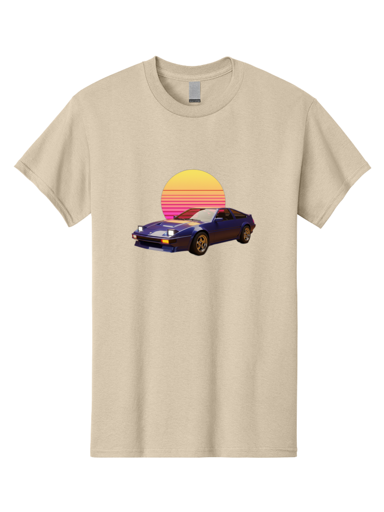 Nissan-280Zx Men'S Graphic Tee, 100% Cotton, Comfortable Casual Summer Wear, Machine Washable, Retro Sports Car, Vintage Automobile, 80S Style, Pop Art, Neon Colors, Gradient Sun, Futuristic Design, Classic Ride, Nostalgic Feel, Bab037 25
