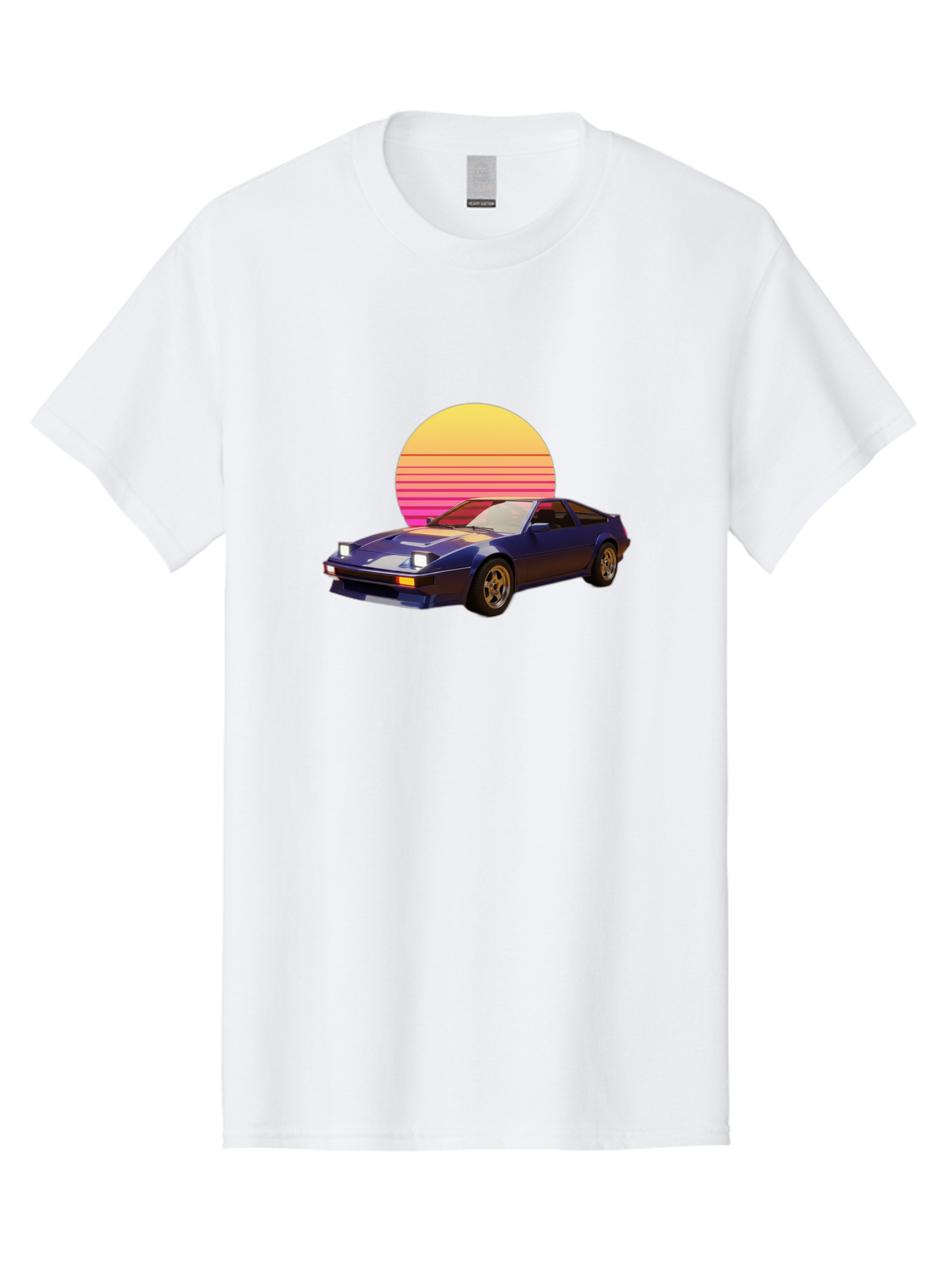 Nissan-280Zx Men'S Graphic Tee, 100% Cotton, Comfortable Casual Summer Wear, Machine Washable, Retro Sports Car, Vintage Automobile, 80S Style, Pop Art, Neon Colors, Gradient Sun, Futuristic Design, Classic Ride, Nostalgic Feel, Bab037 23
