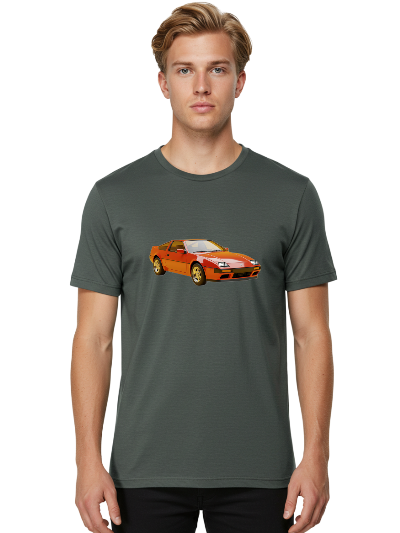 Nissan-300Zx-1 Men'S Graphic Tee, 100% Cotton, Comfortable Casual Summer Wear, Machine Washable, Nissan 300Zx Sports Car, Orange Sports Car, Classic Car Design, Vintage Automobile, Retro Style, Sleek, High-Performance Vehicle, Automotive Art Bab038 6