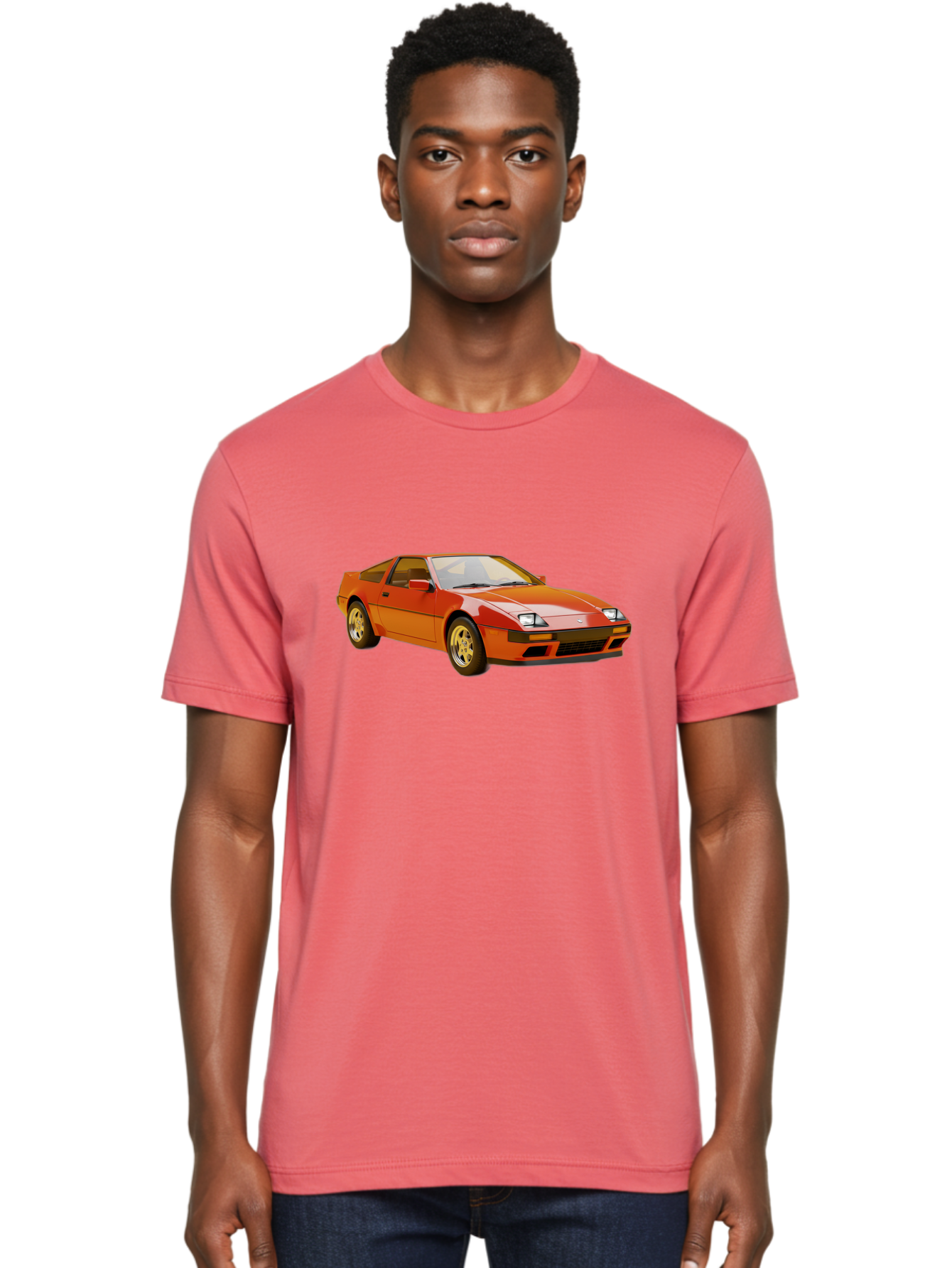 Nissan-300Zx-1 Men'S Graphic Tee, 100% Cotton, Comfortable Casual Summer Wear, Machine Washable, Nissan 300Zx Sports Car, Orange Sports Car, Classic Car Design, Vintage Automobile, Retro Style, Sleek, High-Performance Vehicle, Automotive Art Bab038 16