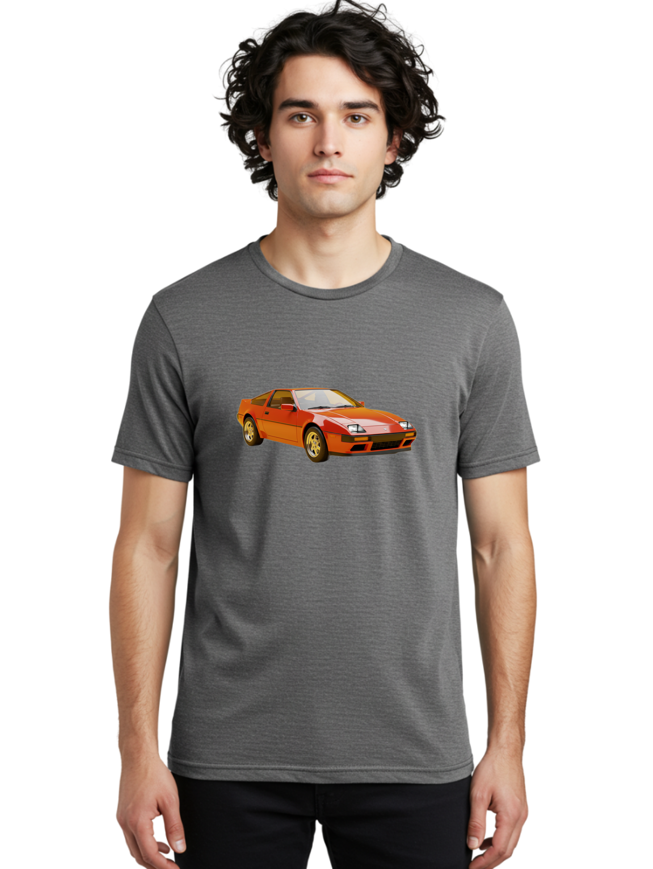 Nissan-300Zx-1 Men'S Graphic Tee, 100% Cotton, Comfortable Casual Summer Wear, Machine Washable, Nissan 300Zx Sports Car, Orange Sports Car, Classic Car Design, Vintage Automobile, Retro Style, Sleek, High-Performance Vehicle, Automotive Art Bab038 8