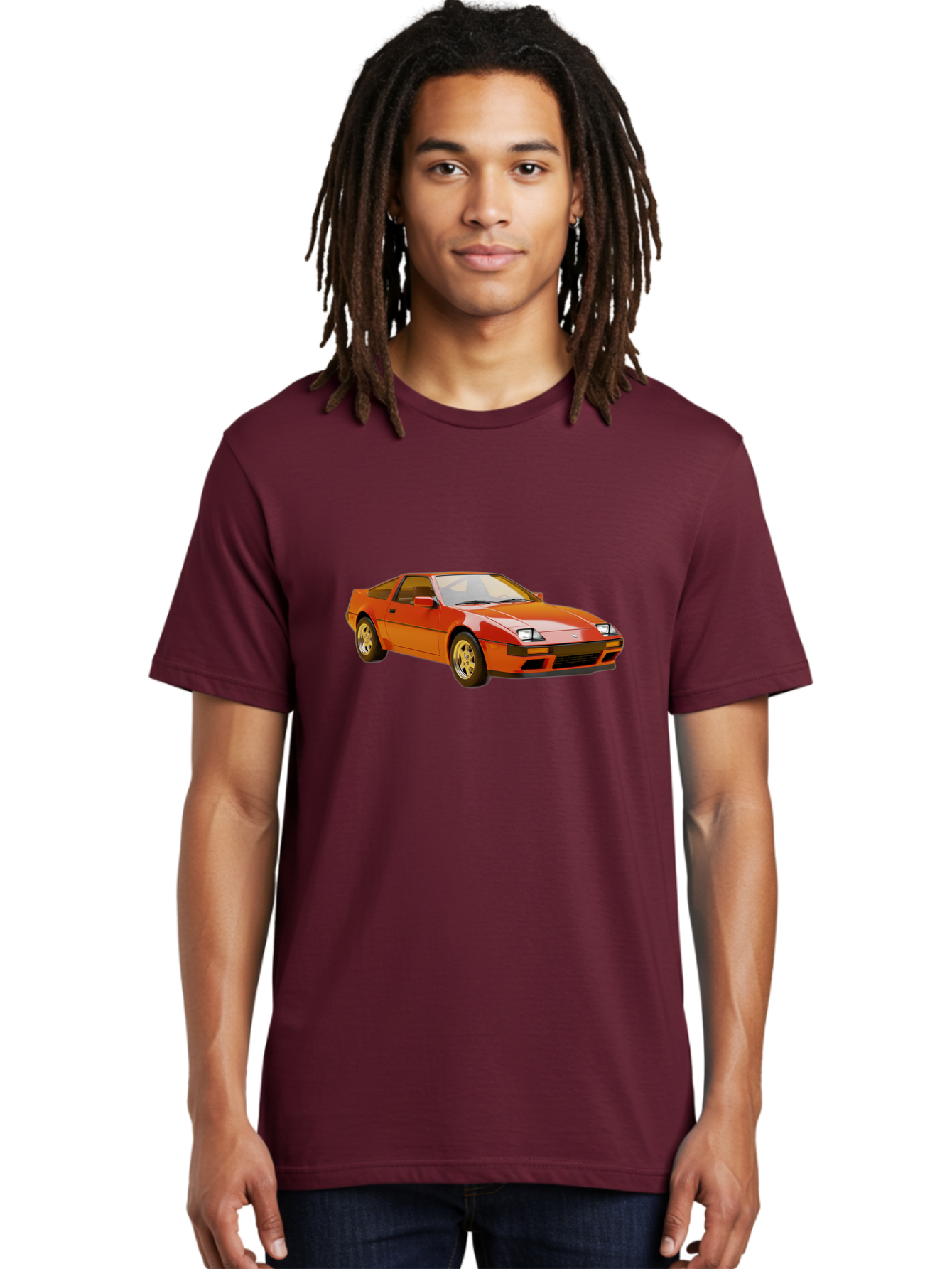 Nissan-300Zx-1 Men'S Graphic Tee, 100% Cotton, Comfortable Casual Summer Wear, Machine Washable, Nissan 300Zx Sports Car, Orange Sports Car, Classic Car Design, Vintage Automobile, Retro Style, Sleek, High-Performance Vehicle, Automotive Art Bab038 18