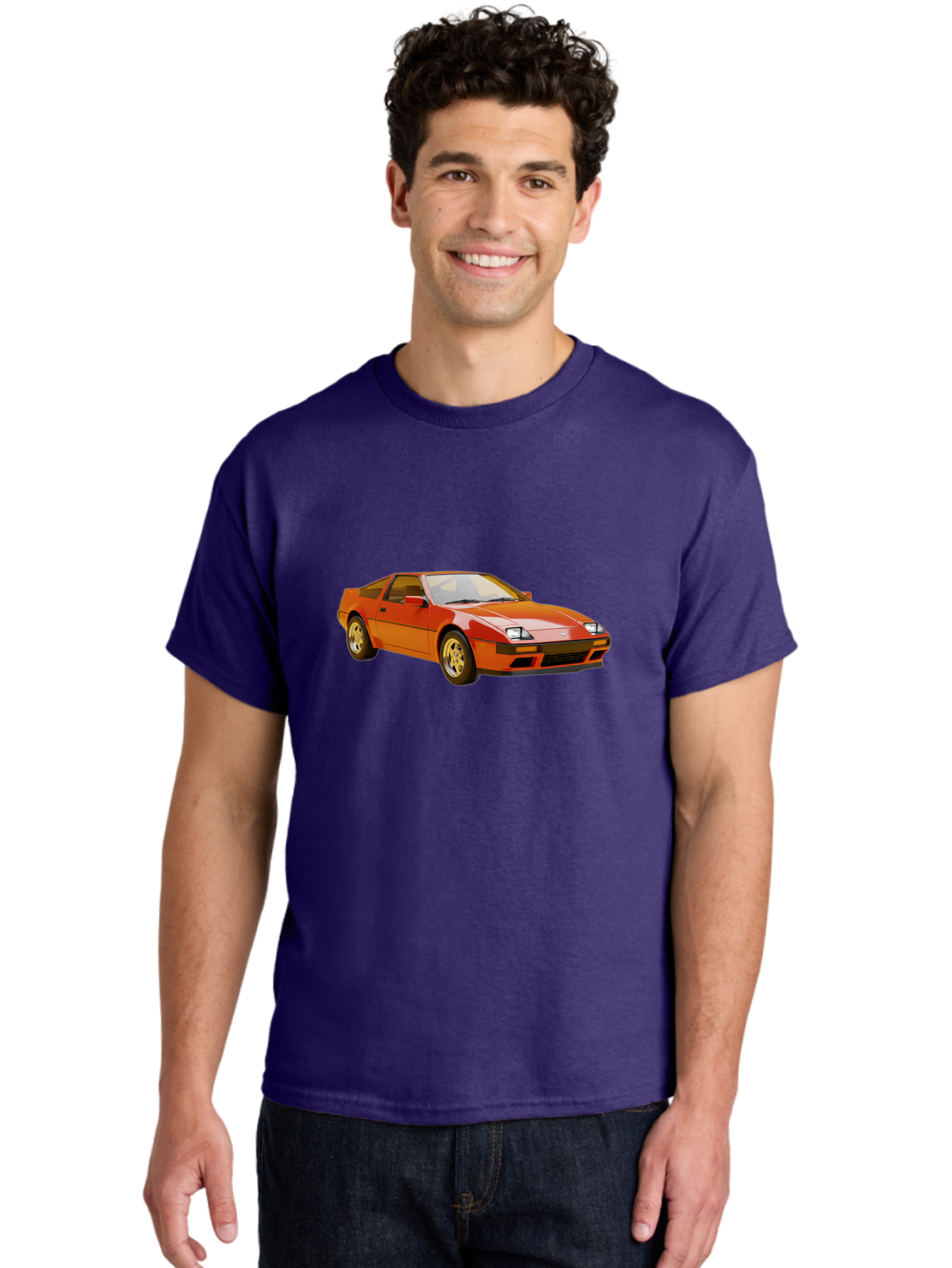 Nissan-300Zx-1 Men'S Graphic Tee, 100% Cotton, Comfortable Casual Summer Wear, Machine Washable, Nissan 300Zx Sports Car, Orange Sports Car, Classic Car Design, Vintage Automobile, Retro Style, Sleek, High-Performance Vehicle, Automotive Art Bab038 20