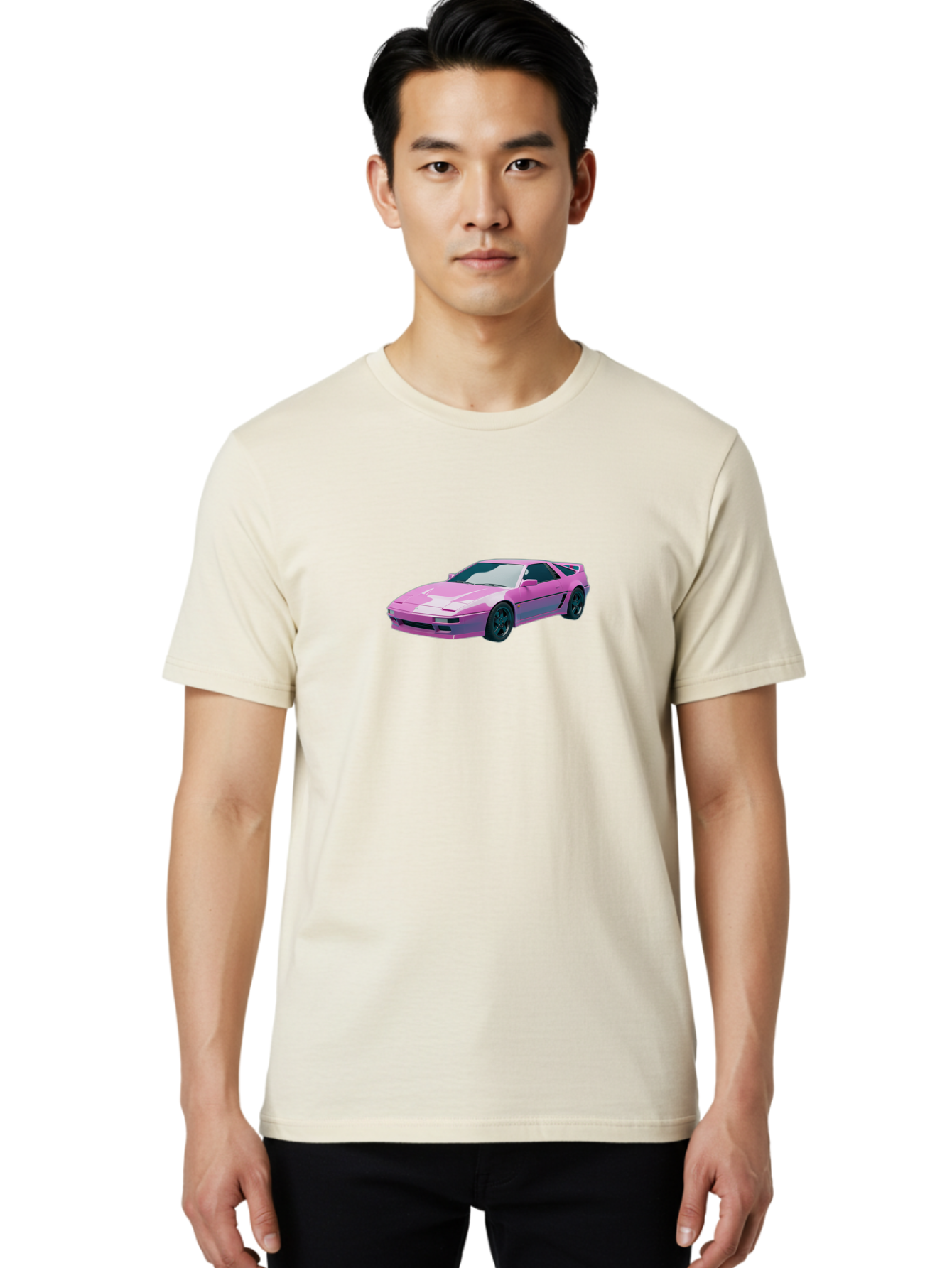 Nissan-300Zx-3 Men'S Graphic Tee, 100% Cotton, Comfortable Casual Summer Wear, Machine Washable, Pink Sports Car, Sleek Design, Futuristic Look, Vibrant Pink Color, Black Wheels, Sports Mode, Luxury Vehicle, High-Performance Car, Stylish Ride Bab040 6