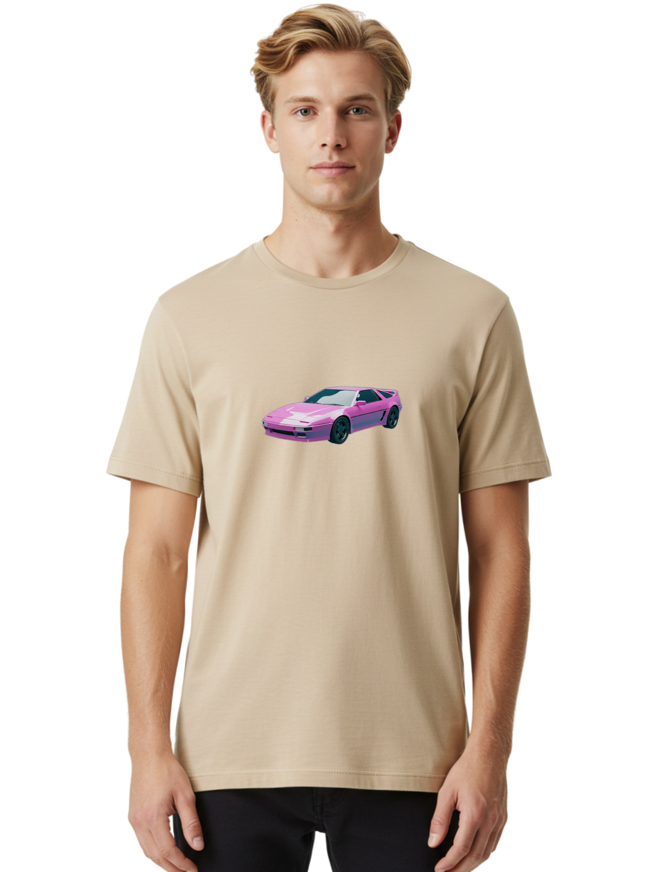 Nissan-300Zx-3 Men'S Graphic Tee, 100% Cotton, Comfortable Casual Summer Wear, Machine Washable, Pink Sports Car, Sleek Design, Futuristic Look, Vibrant Pink Color, Black Wheels, Sports Mode, Luxury Vehicle, High-Performance Car, Stylish Ride Bab040 10