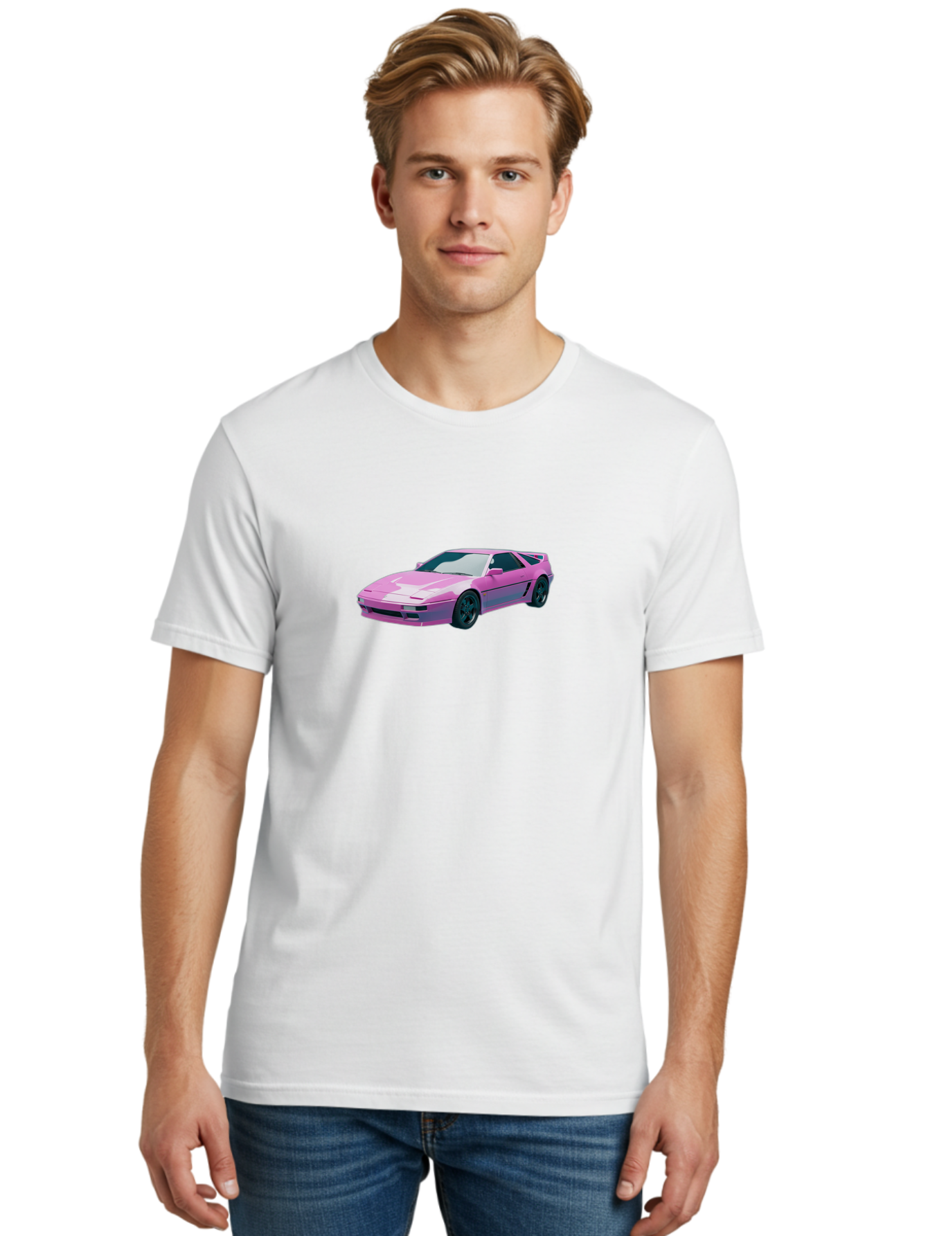 Nissan-300Zx-3 Men'S Graphic Tee, 100% Cotton, Comfortable Casual Summer Wear, Machine Washable, Pink Sports Car, Sleek Design, Futuristic Look, Vibrant Pink Color, Black Wheels, Sports Mode, Luxury Vehicle, High-Performance Car, Stylish Ride Bab040 8