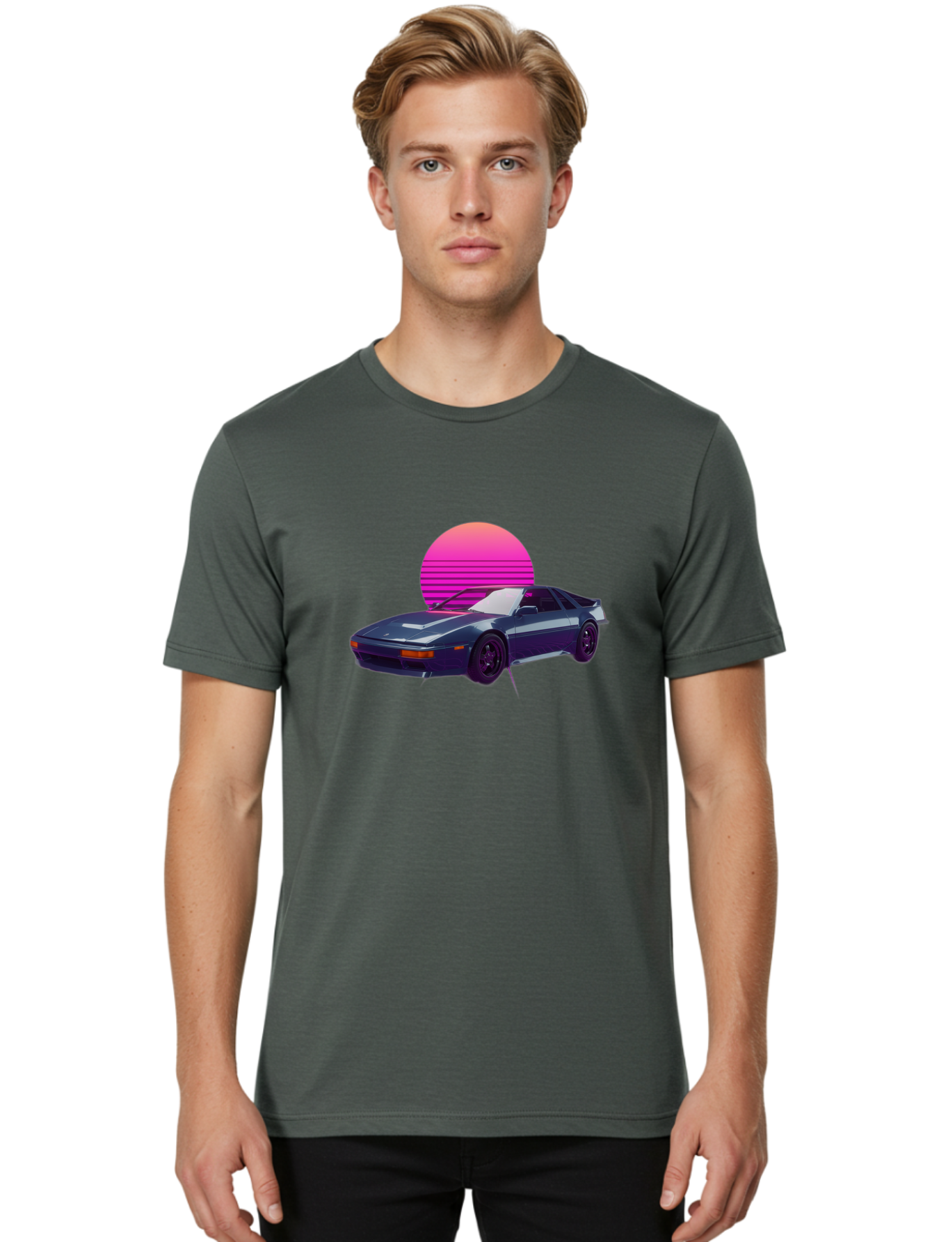 Nissan-300Zx-4 Men'S Graphic Tee, 100% Cotton, Comfortable Casual Summer Wear, Machine Washable, Classic Sports Car, Retro Futuristic, Sleek Design, Purple Car, Vaporwave Aesthetic, 80S Style, Synthwave Art, Pink Sunset, Nostalgic Feel, Bab041 14