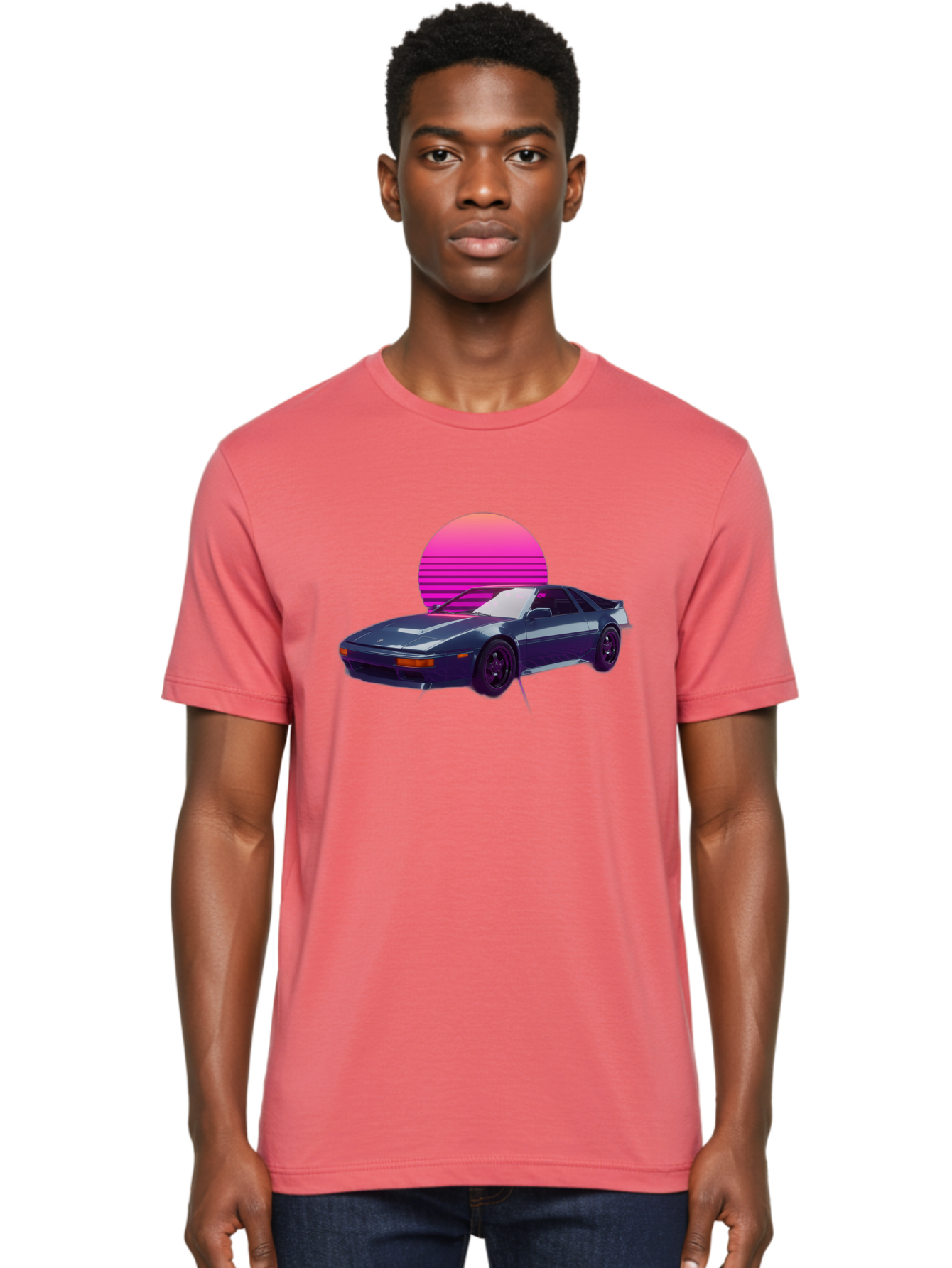 Nissan-300Zx-4 Men'S Graphic Tee, 100% Cotton, Comfortable Casual Summer Wear, Machine Washable, Classic Sports Car, Retro Futuristic, Sleek Design, Purple Car, Vaporwave Aesthetic, 80S Style, Synthwave Art, Pink Sunset, Nostalgic Feel, Bab041 28