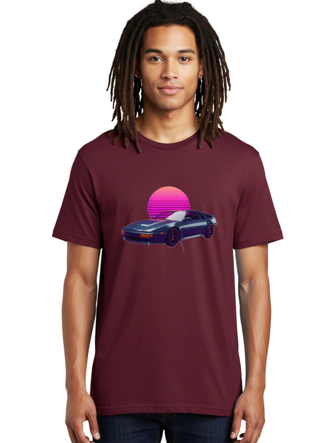 Nissan-300Zx-4 Men'S Graphic Tee, 100% Cotton, Comfortable Casual Summer Wear, Machine Washable, Classic Sports Car, Retro Futuristic, Sleek Design, Purple Car, Vaporwave Aesthetic, 80S Style, Synthwave Art, Pink Sunset, Nostalgic Feel, Bab041 26