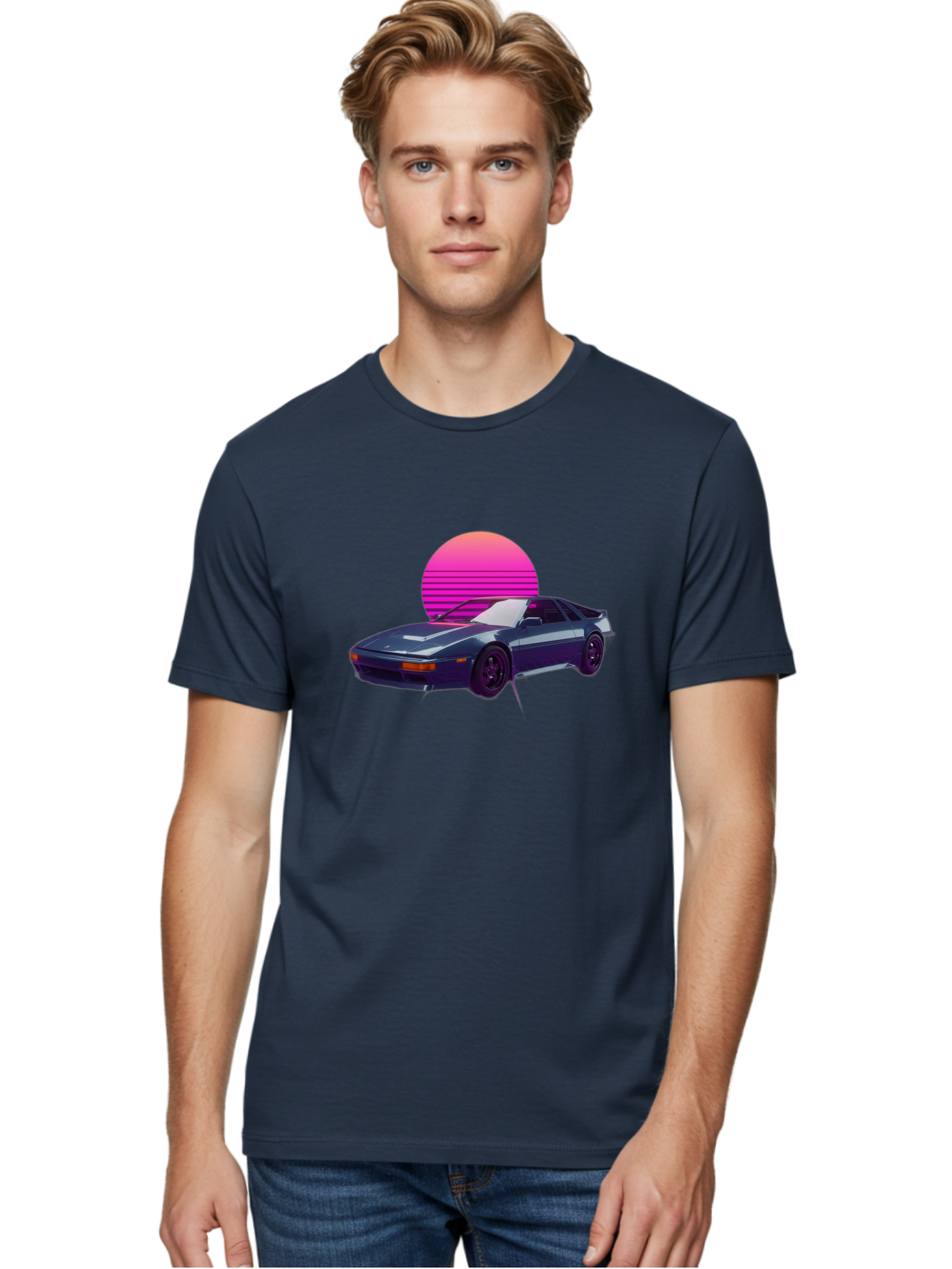Nissan-300Zx-4 Men'S Graphic Tee, 100% Cotton, Comfortable Casual Summer Wear, Machine Washable, Classic Sports Car, Retro Futuristic, Sleek Design, Purple Car, Vaporwave Aesthetic, 80S Style, Synthwave Art, Pink Sunset, Nostalgic Feel, Bab041 22