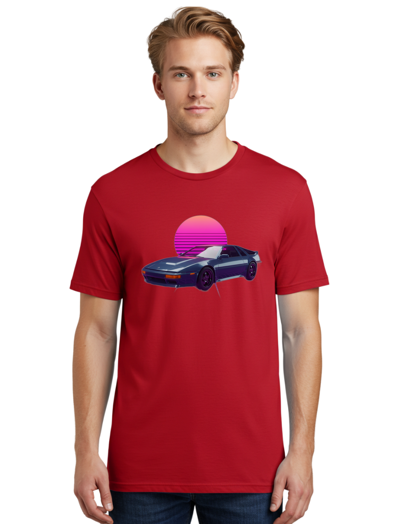 Nissan-300Zx-4 Men'S Graphic Tee, 100% Cotton, Comfortable Casual Summer Wear, Machine Washable, Classic Sports Car, Retro Futuristic, Sleek Design, Purple Car, Vaporwave Aesthetic, 80S Style, Synthwave Art, Pink Sunset, Nostalgic Feel, Bab041 18