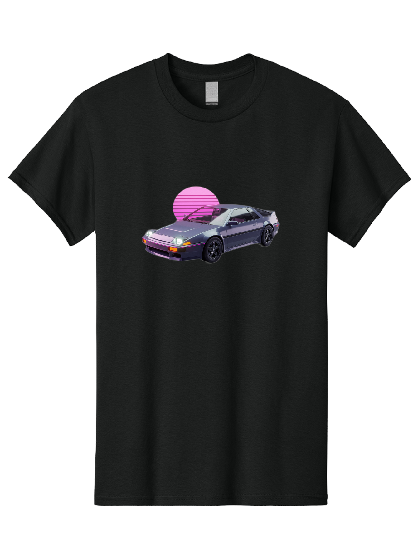 Nissan-300Zx-5 Men'S Graphic Tee, 100% Cotton, Comfortable Casual Summer Wear, Machine Washable, Nissan 300Zx Sports Car, Retro Futuristic Design, Sleek Gray Body, Black Wheels, Pink Accents, Neon Lights, Vaporwave Aesthetic, Synthwave Style Bab042 23