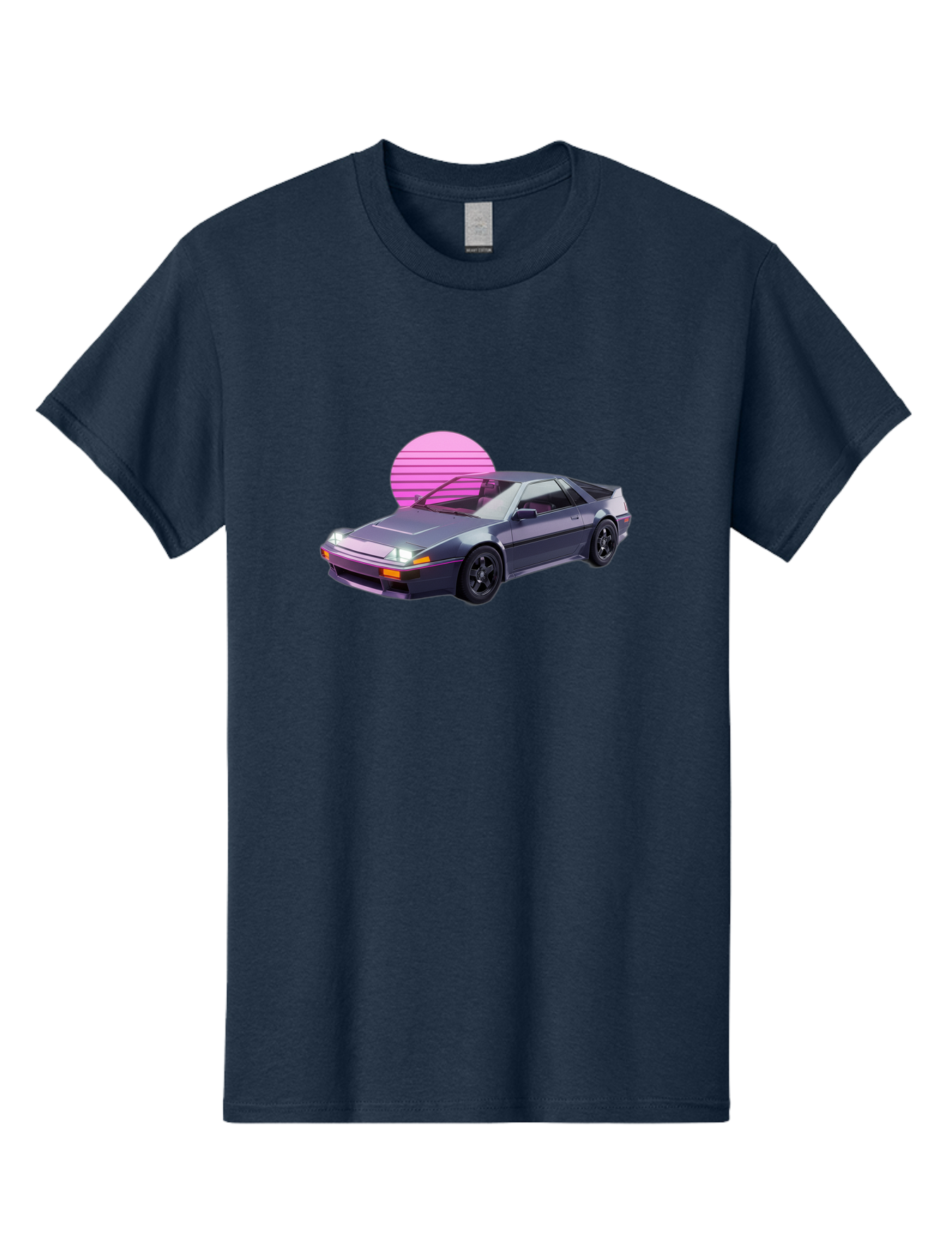 Nissan-300Zx-5 Men'S Graphic Tee, 100% Cotton, Comfortable Casual Summer Wear, Machine Washable, Nissan 300Zx Sports Car, Retro Futuristic Design, Sleek Gray Body, Black Wheels, Pink Accents, Neon Lights, Vaporwave Aesthetic, Synthwave Style Bab042 7