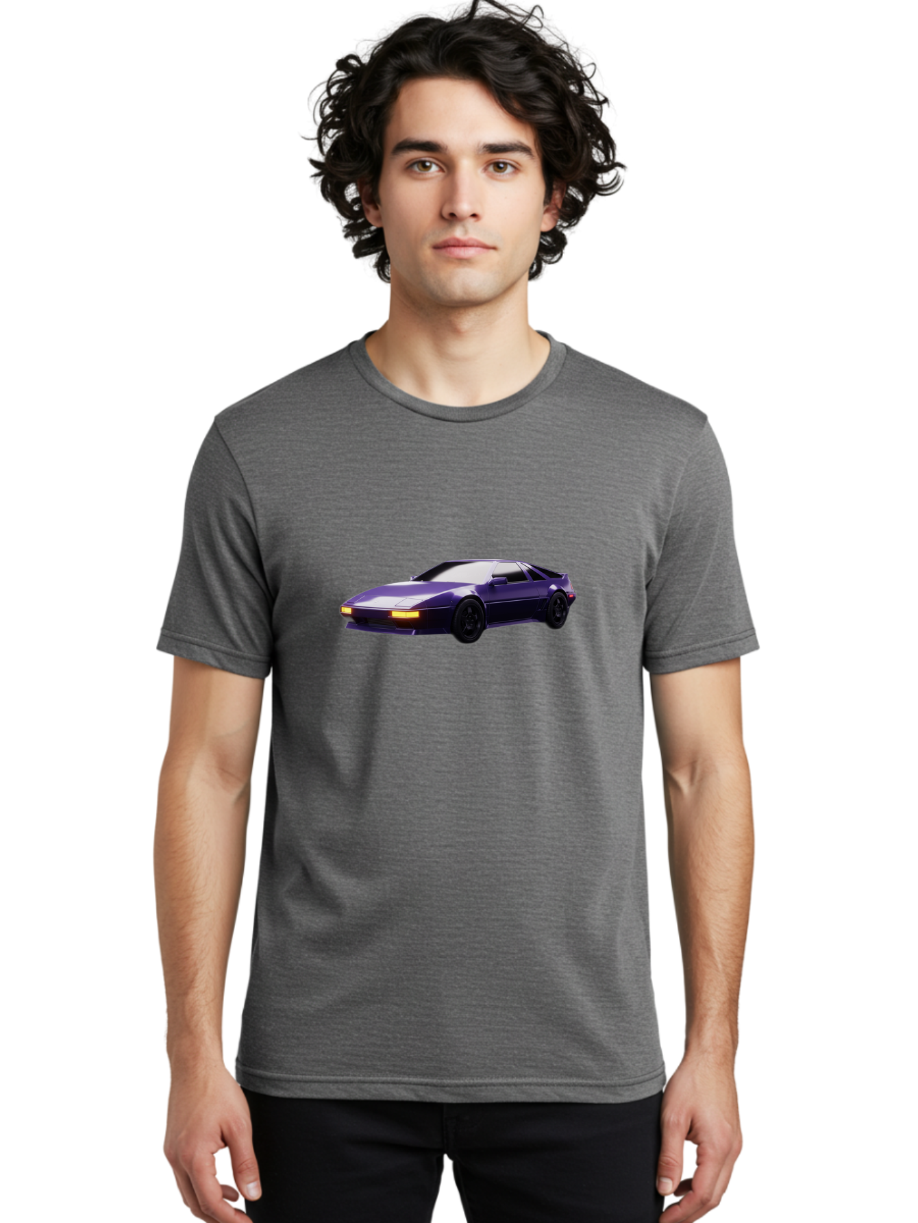 Nissan-300Zx Men'S Graphic Tee, 100% Cotton, Comfortable Casual Summer Wear, Machine Washable, Sports Car, Purple Car, Nissan 300Zx, Sleek Design, Black Wheels, Glowing Headlights, Luxury Vehicle, High-Performance Car, Retro-Futuristic Style Bab043 12