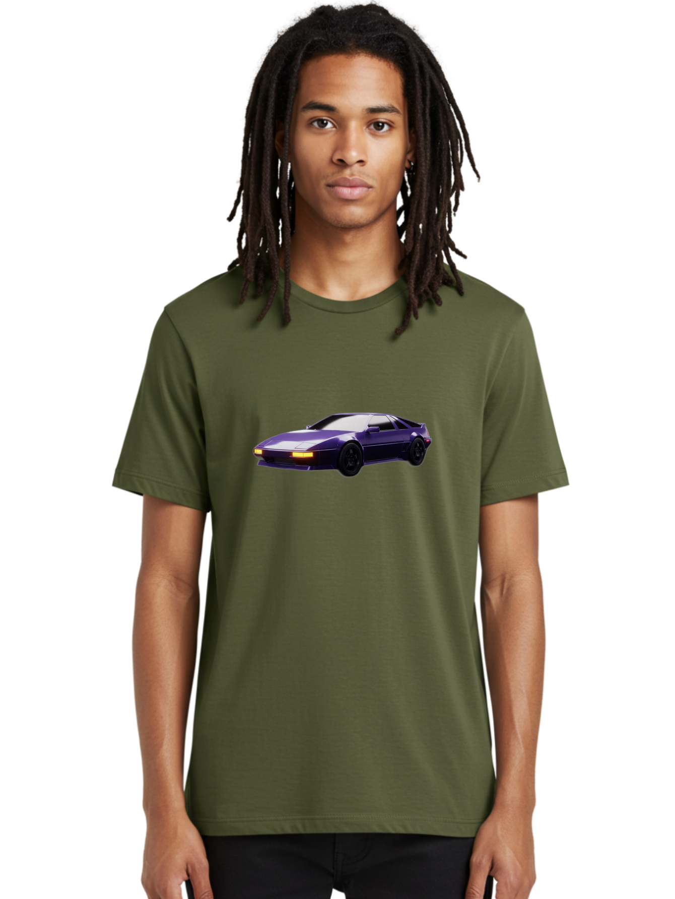Nissan-300Zx Men'S Graphic Tee, 100% Cotton, Comfortable Casual Summer Wear, Machine Washable, Sports Car, Purple Car, Nissan 300Zx, Sleek Design, Black Wheels, Glowing Headlights, Luxury Vehicle, High-Performance Car, Retro-Futuristic Style Bab043 30
