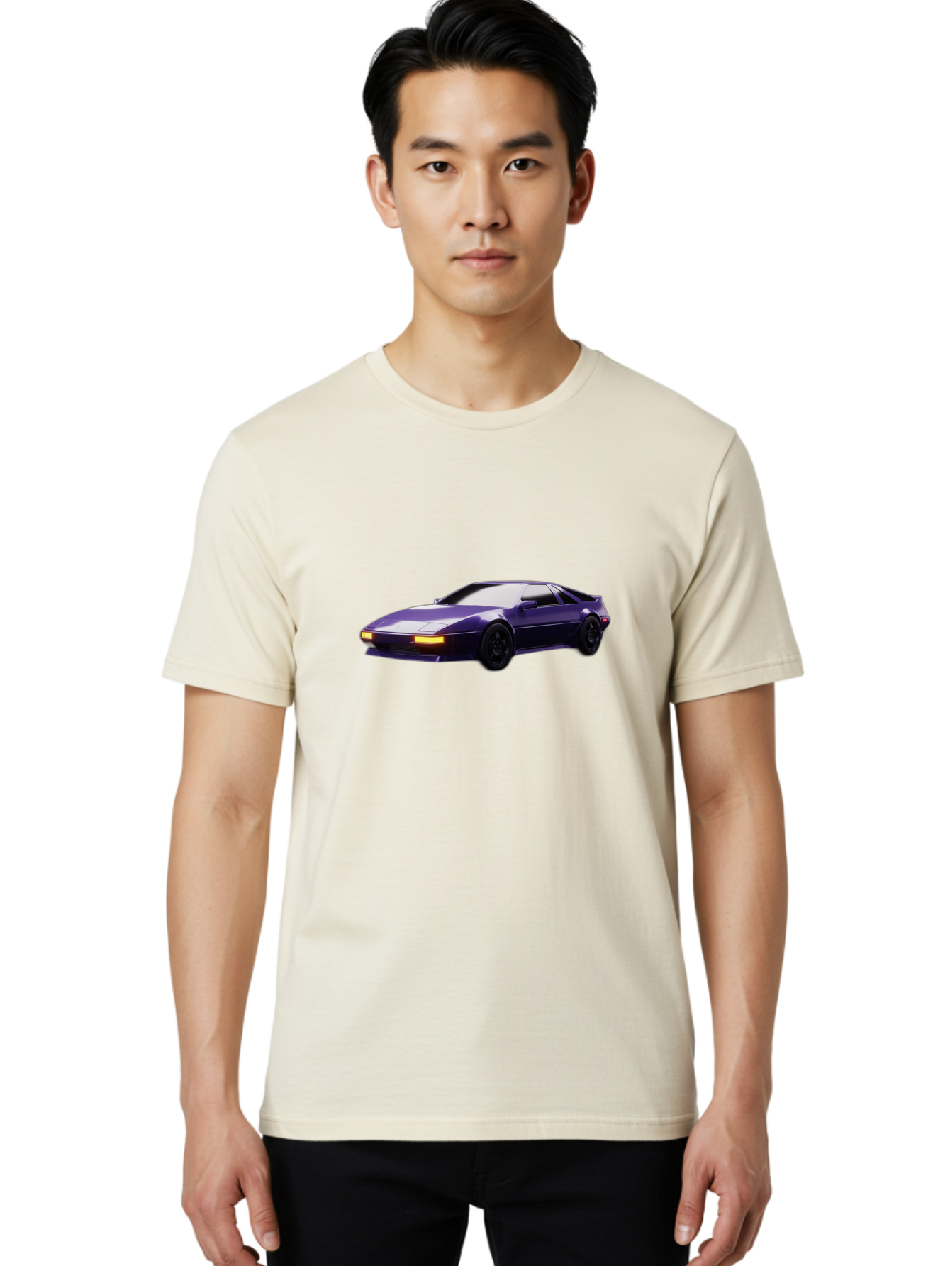 Nissan-300Zx Men'S Graphic Tee, 100% Cotton, Comfortable Casual Summer Wear, Machine Washable, Sports Car, Purple Car, Nissan 300Zx, Sleek Design, Black Wheels, Glowing Headlights, Luxury Vehicle, High-Performance Car, Retro-Futuristic Style Bab043 22