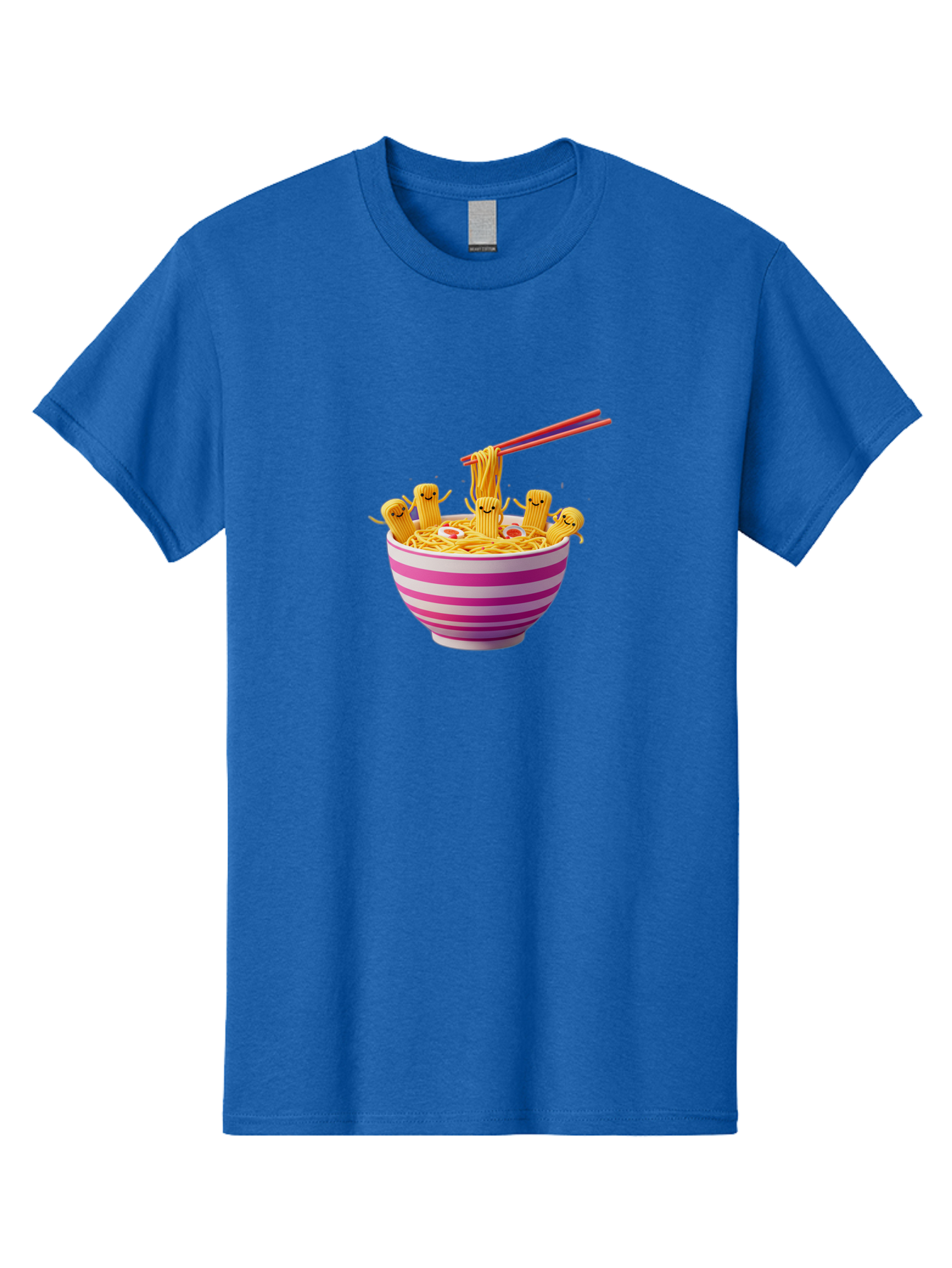 Noodles-With-Faces Men'S Graphic Tee, 100% Cotton, Comfortable Casual Summer Wear, Machine Washable, Bowl Of Noodles, Cartoon Bamboo Sticks, Playful Chopsticks, Fun Design, Asian Cuisine, Kawaii Characters, Noodle Lovers, Meal Time, Bab046 27
