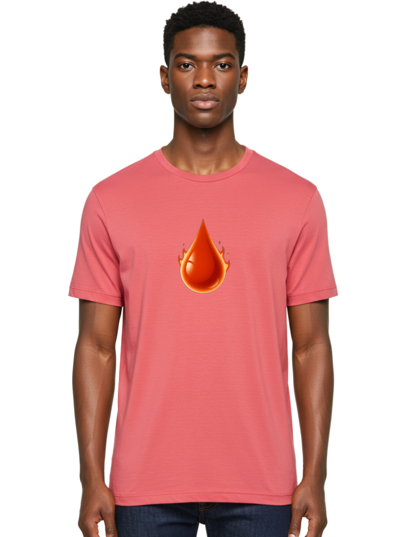 Oil-Drop Men'S Graphic Tee, 100% Cotton, Comfortable Casual Summer Wear, Machine Washable, Oil Drop, Red Oil Droplet, Glossy Texture, Flame Effect, Vibrant Colors, Energy Symbol, Abstract Design, 3D Rendering Bab050 4