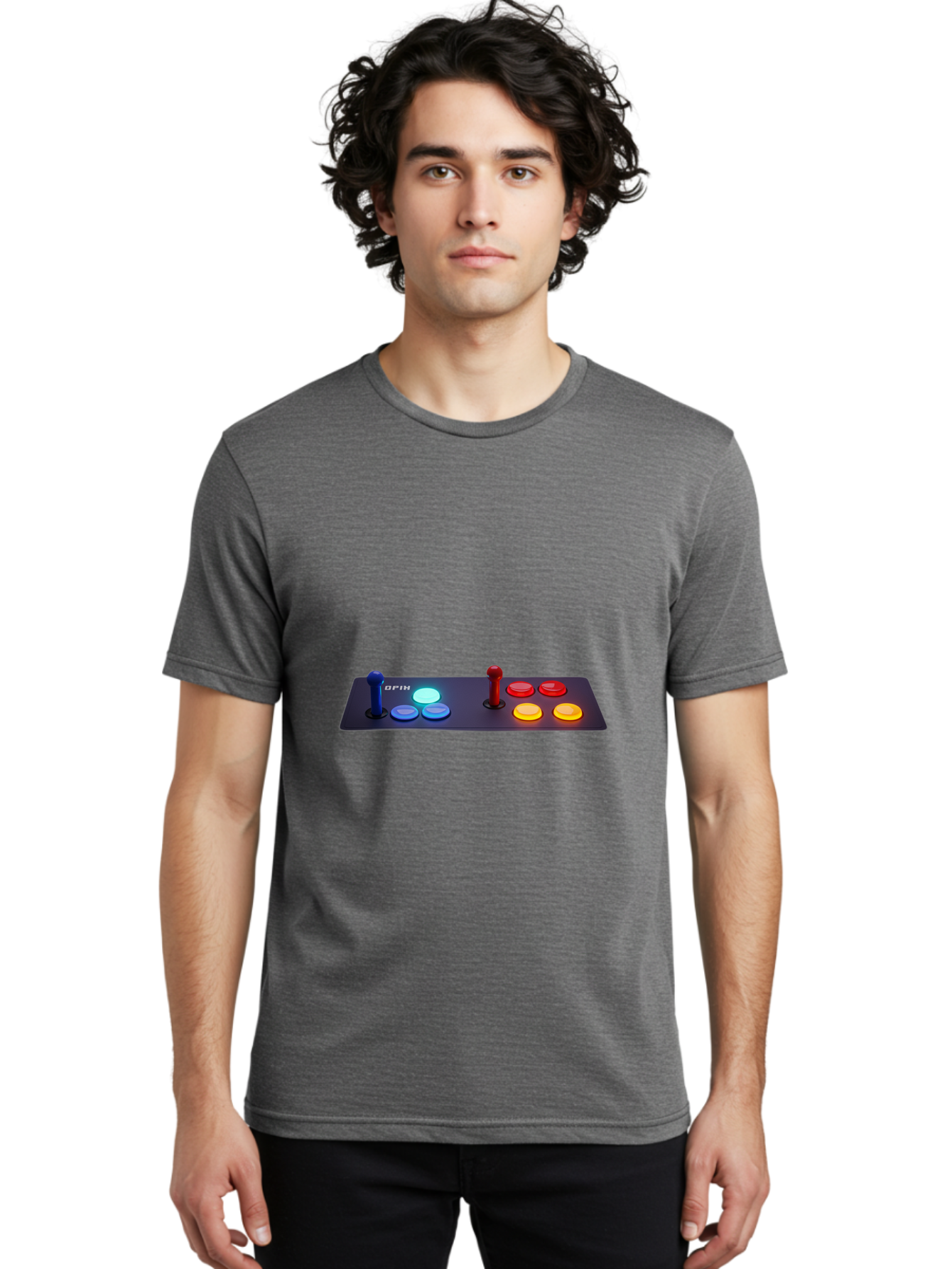 Opix-Joystick Men'S Graphic Tee, 100% Cotton, Comfortable Casual Summer Wear, Machine Washable, Arcade Controller, Gaming Console, Joystick, Colorful Buttons, Retro Gaming, Gamepad, Opix Brand, Gaming Accessories, Controller Layout, Bab054 10