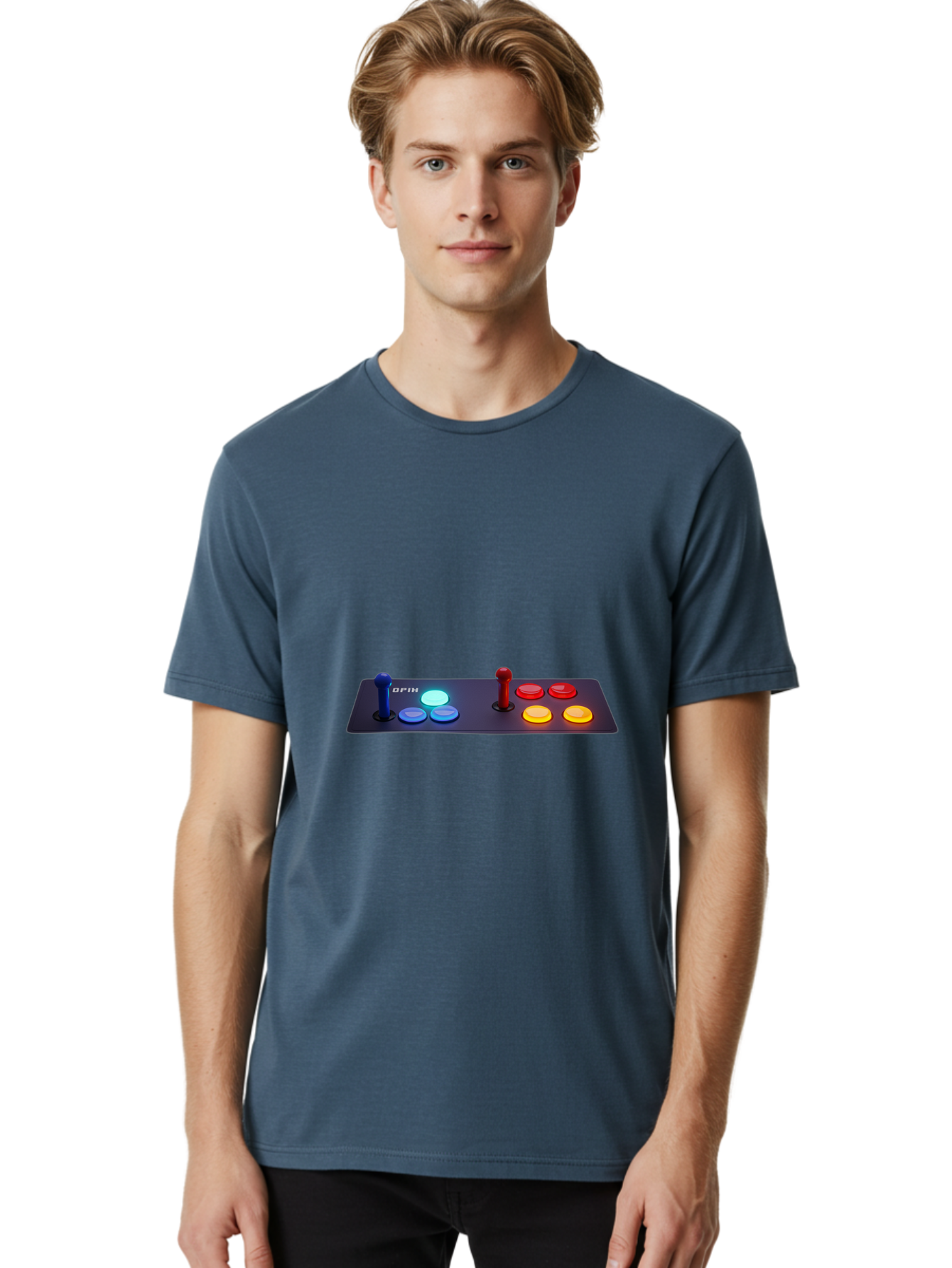 Opix-Joystick Men'S Graphic Tee, 100% Cotton, Comfortable Casual Summer Wear, Machine Washable, Arcade Controller, Gaming Console, Joystick, Colorful Buttons, Retro Gaming, Gamepad, Opix Brand, Gaming Accessories, Controller Layout, Bab054 6