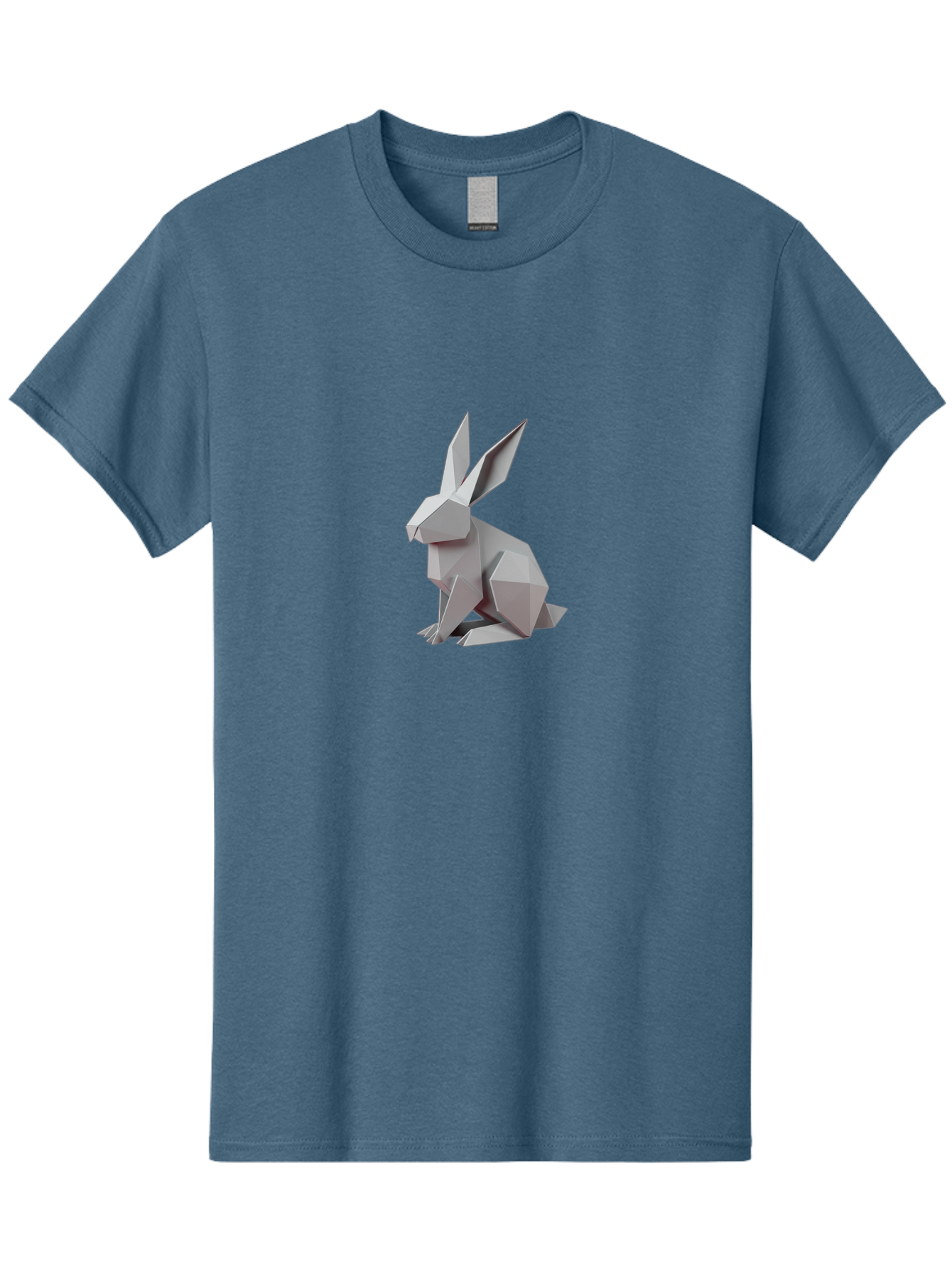 Origami-Rabbit Men'S Graphic Tee, 100% Cotton, Comfortable Casual Summer Wear, Machine Washable, Origami Rabbit, Geometric Art, Paper Folding, 3D Model, Minimalist Design, Rabbit Sculpture, Modern Art, Creative Craft Bab057 17