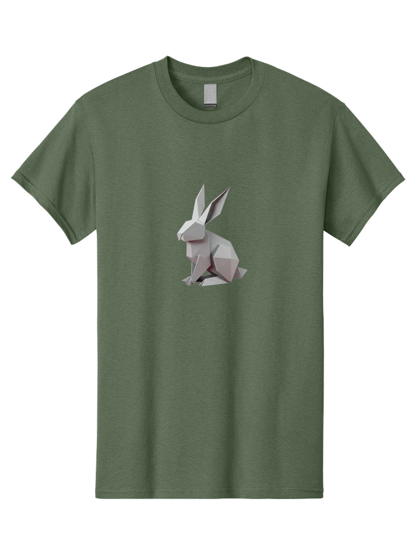 Origami-Rabbit Men'S Graphic Tee, 100% Cotton, Comfortable Casual Summer Wear, Machine Washable, Origami Rabbit, Geometric Art, Paper Folding, 3D Model, Minimalist Design, Rabbit Sculpture, Modern Art, Creative Craft Bab057 27