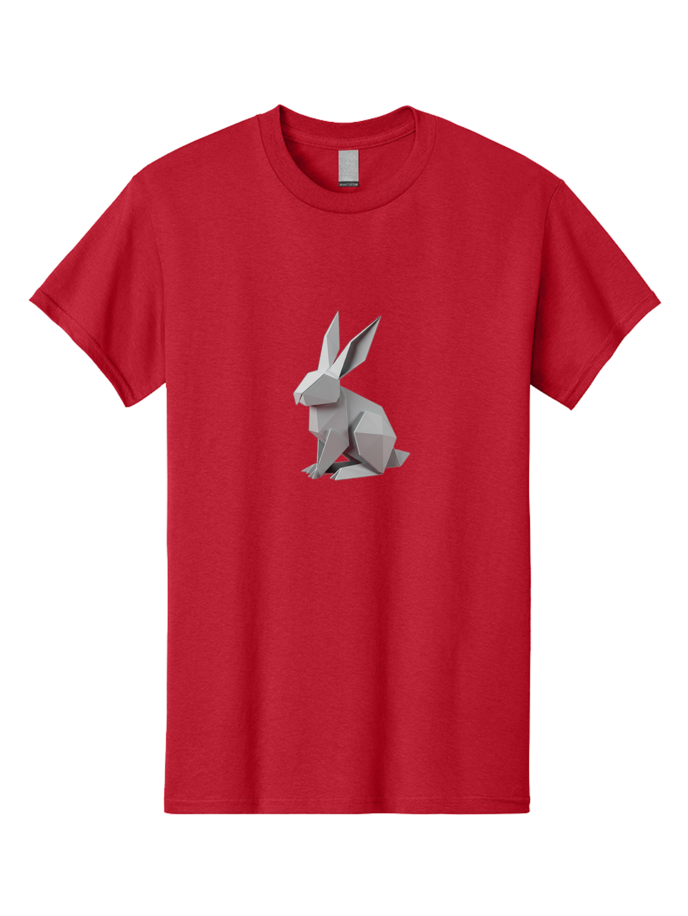 Origami-Rabbit Men'S Graphic Tee, 100% Cotton, Comfortable Casual Summer Wear, Machine Washable, Origami Rabbit, Geometric Art, Paper Folding, 3D Model, Minimalist Design, Rabbit Sculpture, Modern Art, Creative Craft Bab057 23