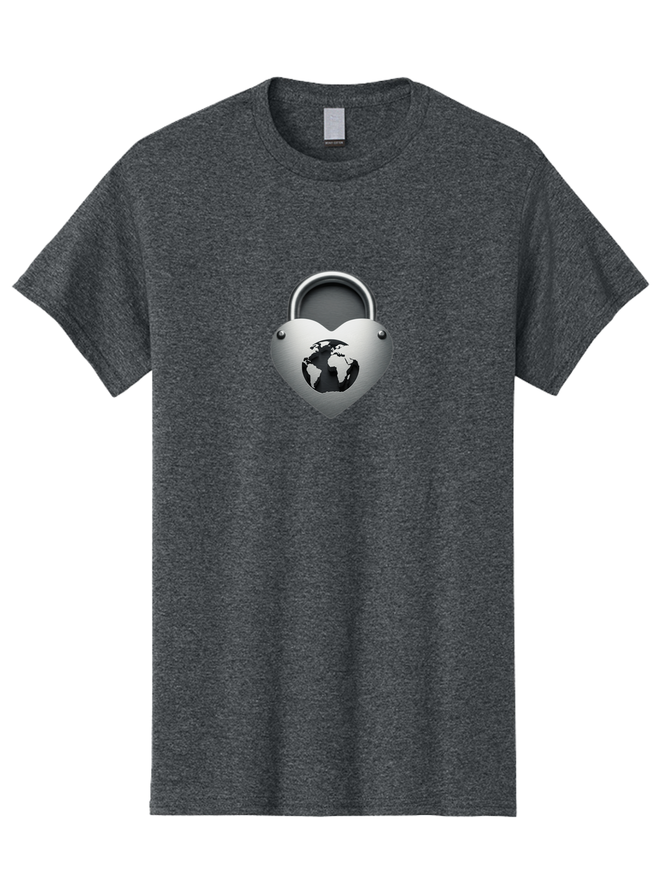 Padlock-Heart Men'S Graphic Tee, 100% Cotton, Comfortable Casual Summer Wear, Machine Washable, Heart Shaped Padlock, Global Protection, Security Symbol, Love For The Planet, World Unity, Secure Future, Global Safety, Heart Icon Bab060 3