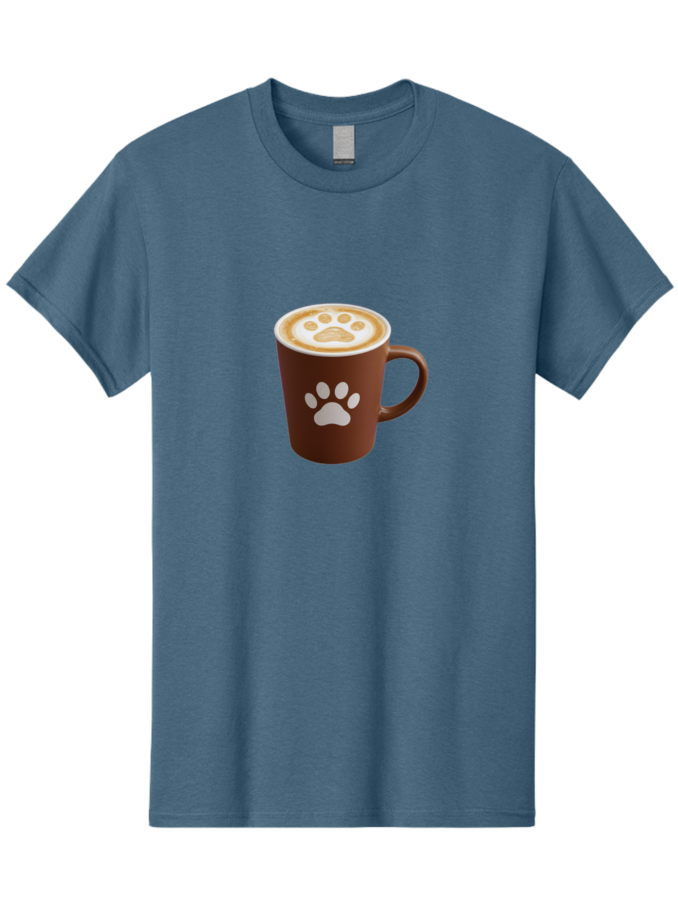 Paw-Print-Coffee-Cup Men'S Graphic Tee, 100% Cotton, Comfortable Casual Summer Wear, Machine Washable, Coffee Cup, Paw Print Design, Latte Art, Cappuccino, Pet Friendly Coffee, Animal Print, Coffee Lover Gift, Cat Paw Print, Dog Paw Print Bab069 3