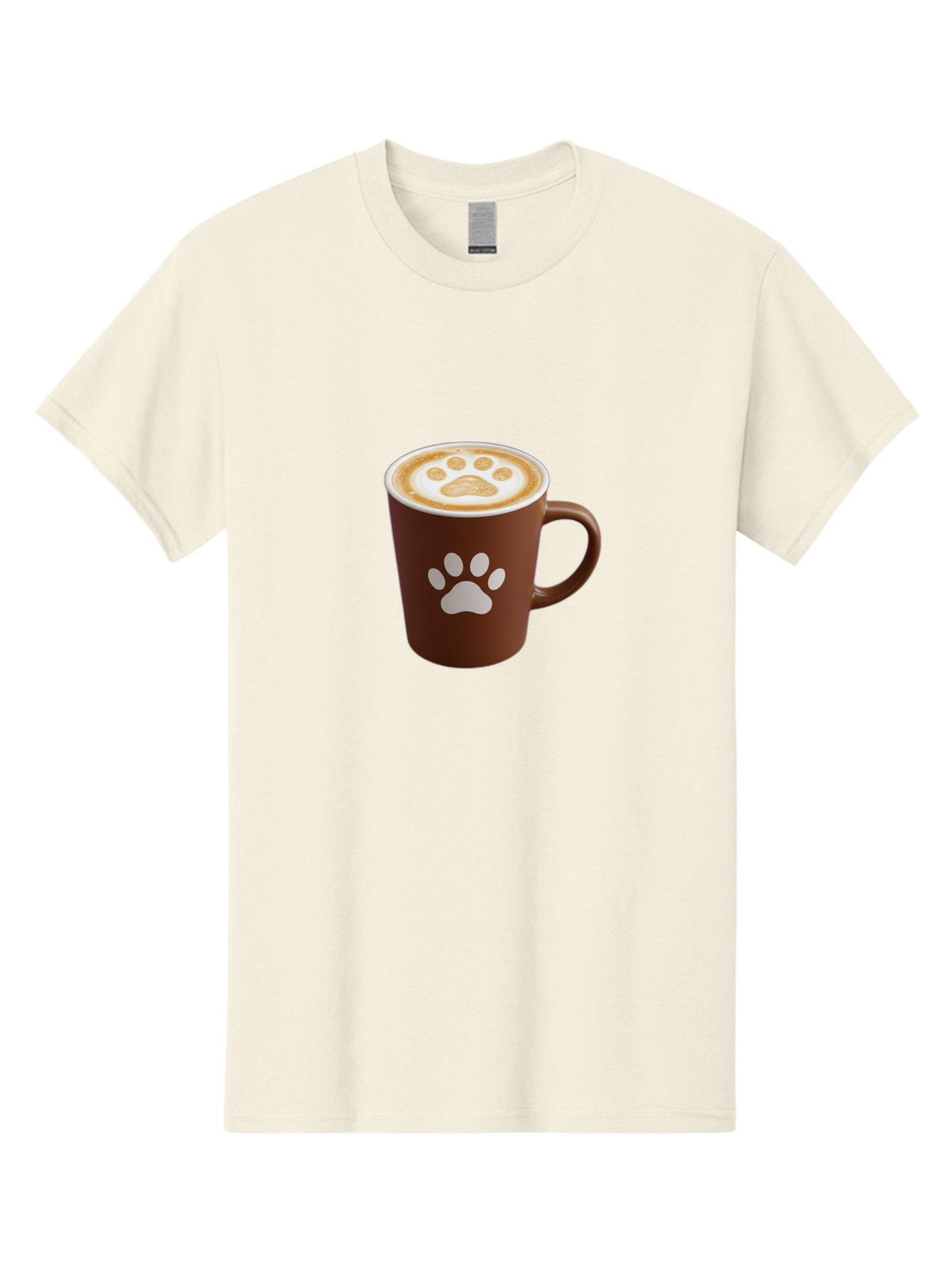 Paw-Print-Coffee-Cup Men'S Graphic Tee, 100% Cotton, Comfortable Casual Summer Wear, Machine Washable, Coffee Cup, Paw Print Design, Latte Art, Cappuccino, Pet Friendly Coffee, Animal Print, Coffee Lover Gift, Cat Paw Print, Dog Paw Print Bab069 11