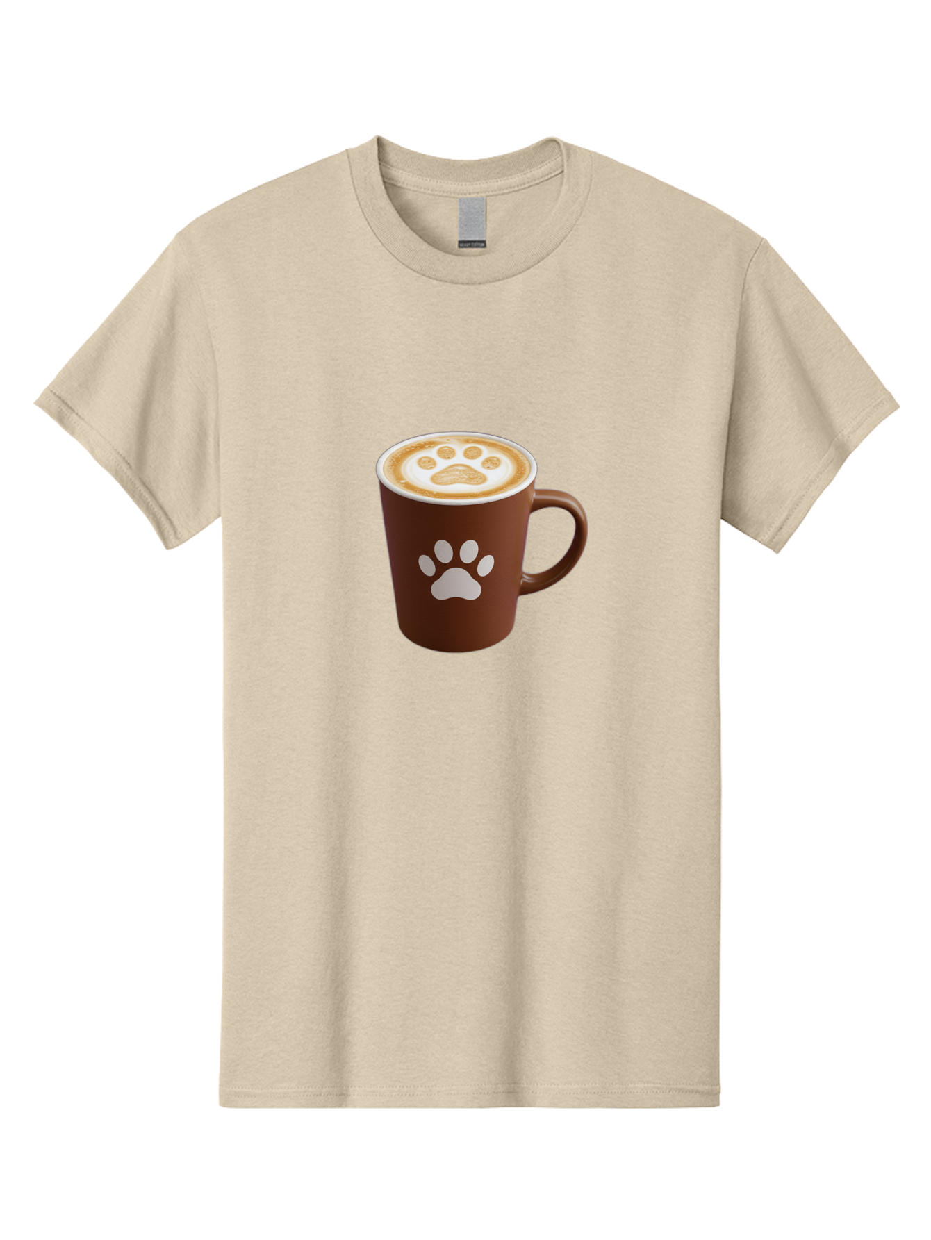 Paw-Print-Coffee-Cup Men'S Graphic Tee, 100% Cotton, Comfortable Casual Summer Wear, Machine Washable, Coffee Cup, Paw Print Design, Latte Art, Cappuccino, Pet Friendly Coffee, Animal Print, Coffee Lover Gift, Cat Paw Print, Dog Paw Print Bab069 13