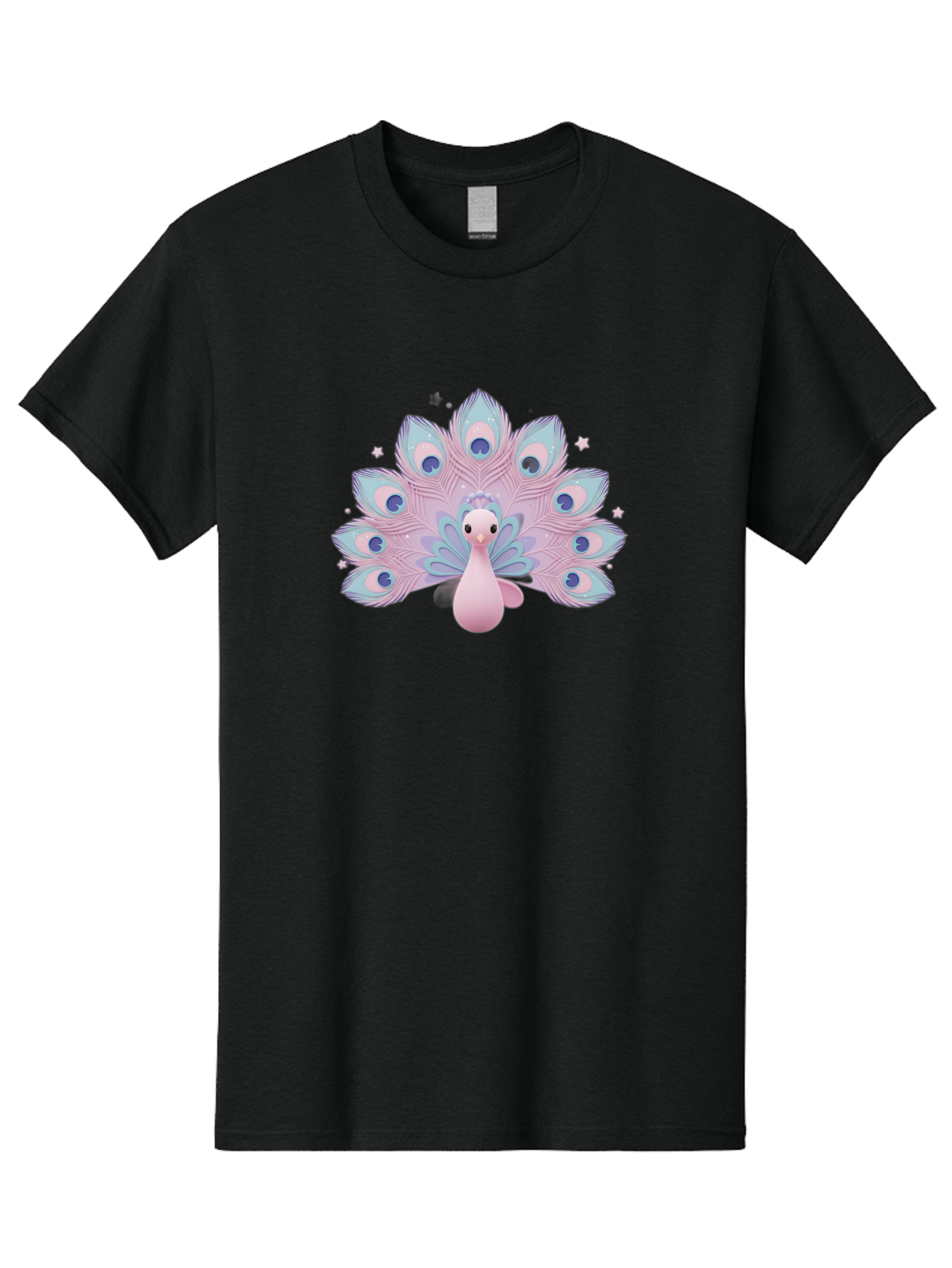 Peacock-1 Men'S Graphic Tee, 100% Cotton, Comfortable Casual Summer Wear, Machine Washable, Cartoon Peacock, Pink Peacock, Blue Feathers, Fantasy Bird, Majestic Plumage, Vibrant Colors, Pastel Hues, Whimsical Design, Stylized Artwork, Bab070 7