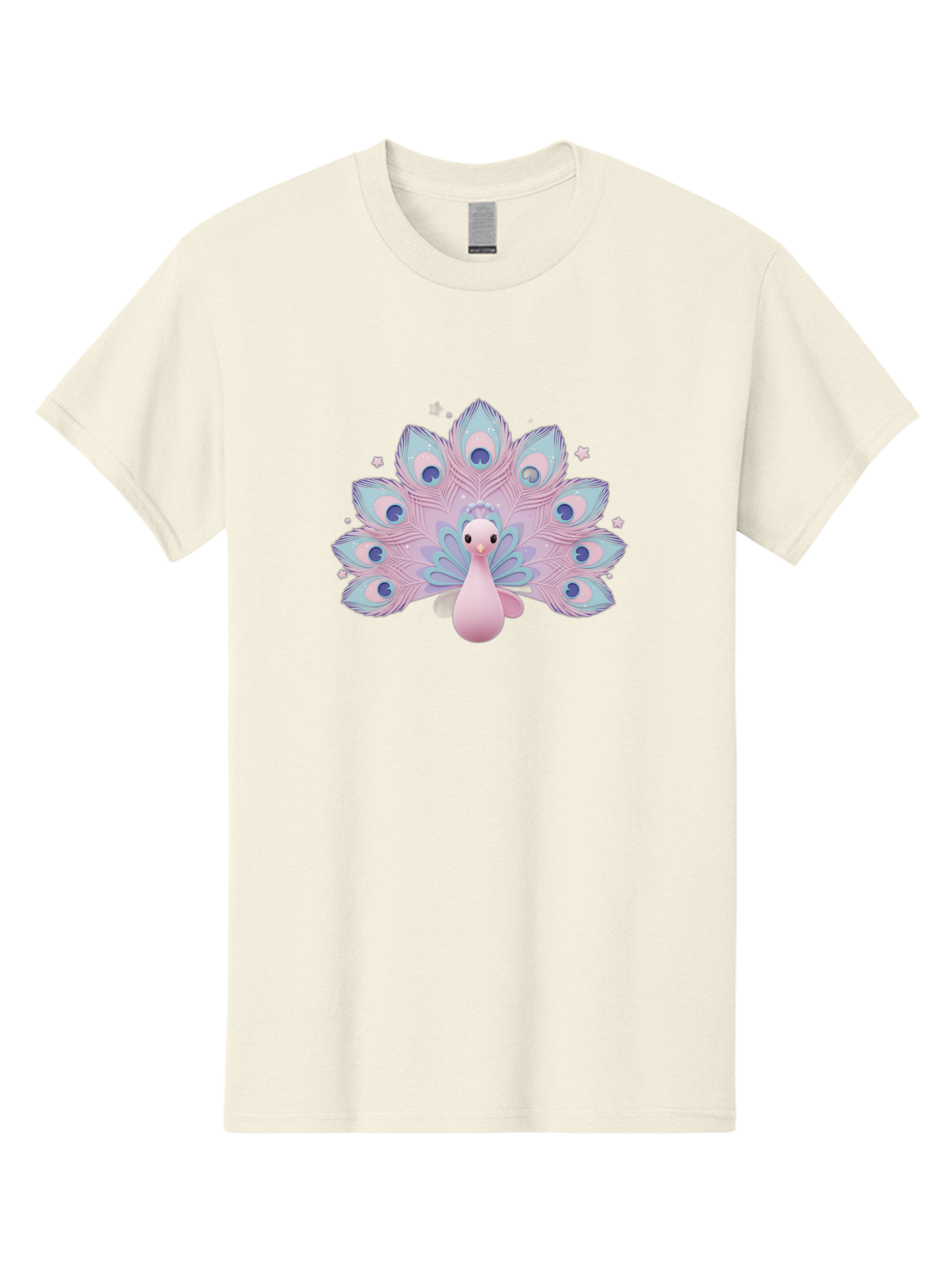 Peacock-1 Men'S Graphic Tee, 100% Cotton, Comfortable Casual Summer Wear, Machine Washable, Cartoon Peacock, Pink Peacock, Blue Feathers, Fantasy Bird, Majestic Plumage, Vibrant Colors, Pastel Hues, Whimsical Design, Stylized Artwork, Bab070 21