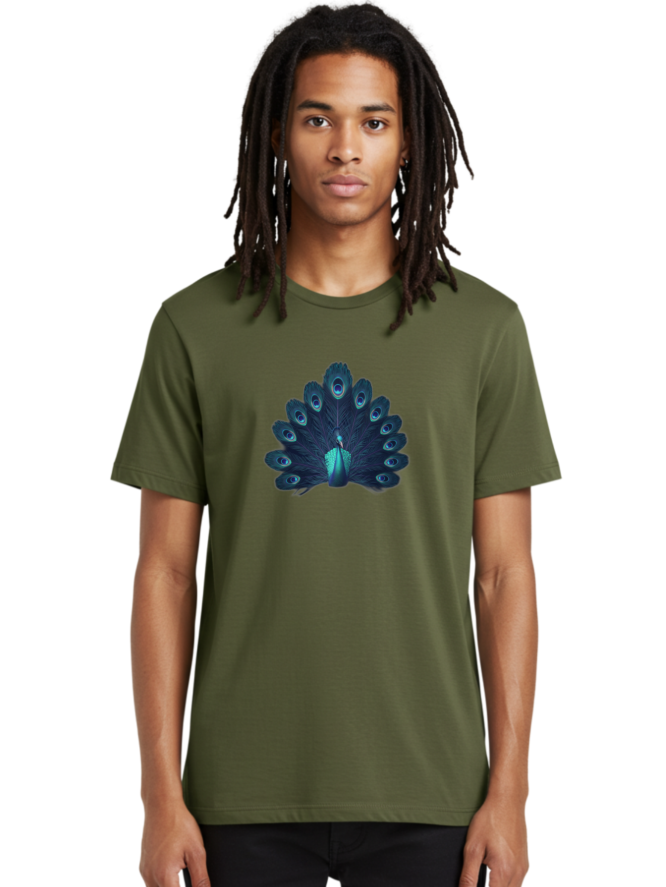 Peacock-10 Men'S Graphic Tee, 100% Cotton, Comfortable Casual Summer Wear, Machine Washable, Peacock Spreading Its Feathers, Blue Eyespots, Vibrant Plumage, Majestic Bird, Iridescent Colors, Natural Beauty, Exotic Wildlife, Stunning Display Bab071 14
