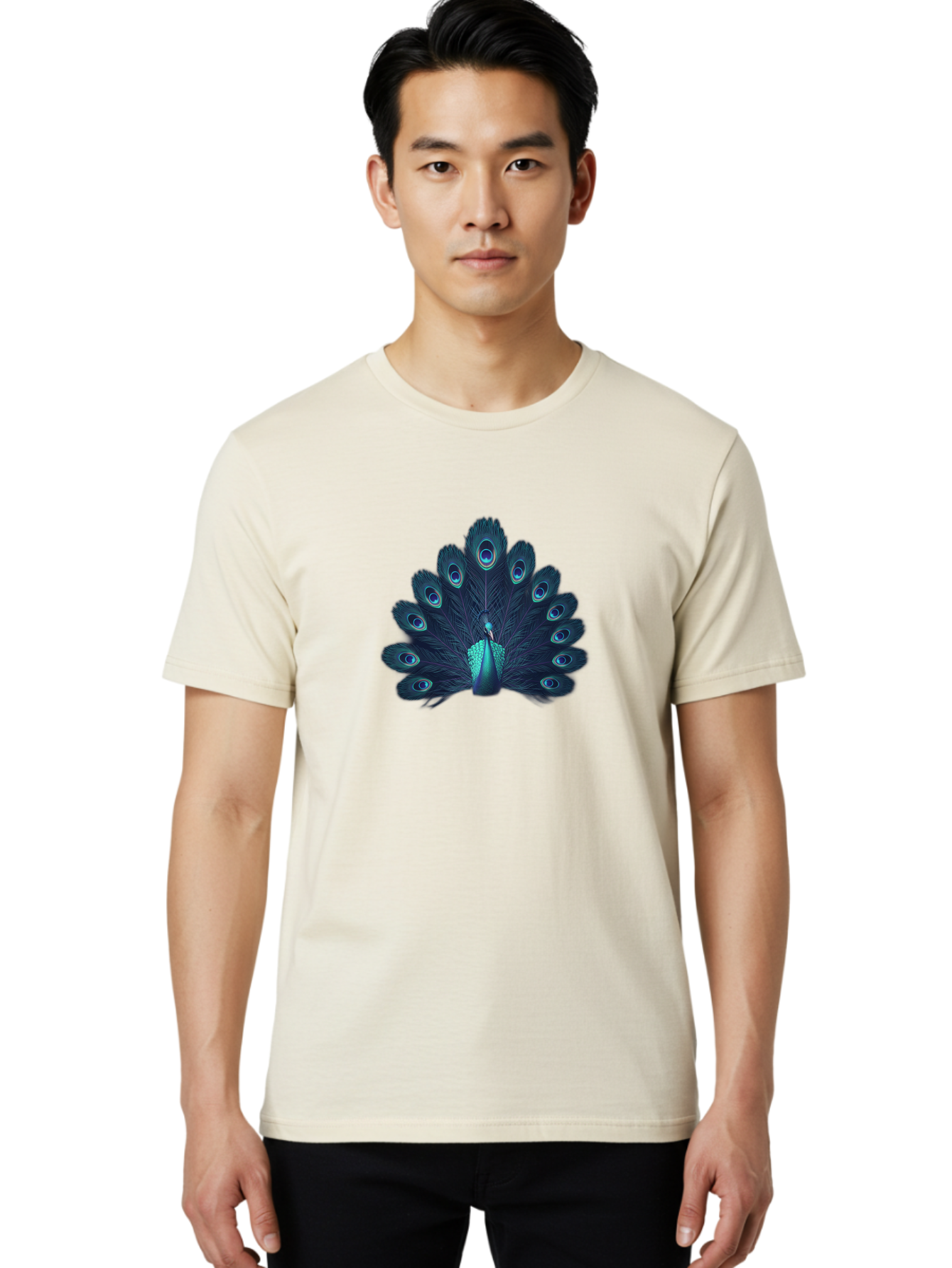 Peacock-10 Men'S Graphic Tee, 100% Cotton, Comfortable Casual Summer Wear, Machine Washable, Peacock Spreading Its Feathers, Blue Eyespots, Vibrant Plumage, Majestic Bird, Iridescent Colors, Natural Beauty, Exotic Wildlife, Stunning Display Bab071 22