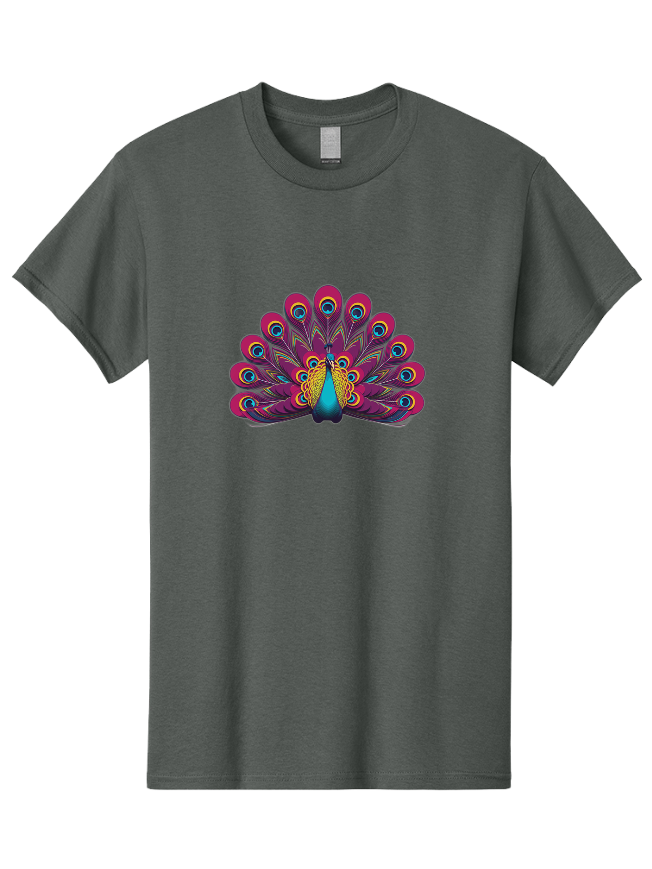 Peacock-11 Men'S Graphic Tee, 100% Cotton, Comfortable Casual Summer Wear, Machine Washable, Vibrant Peacock, Colorful Plumage, Eye-Catching Feathers, Magenta And Blue Hues, Turquoise Body, Intricate Patterns, Majestic Display, Bab072 23
