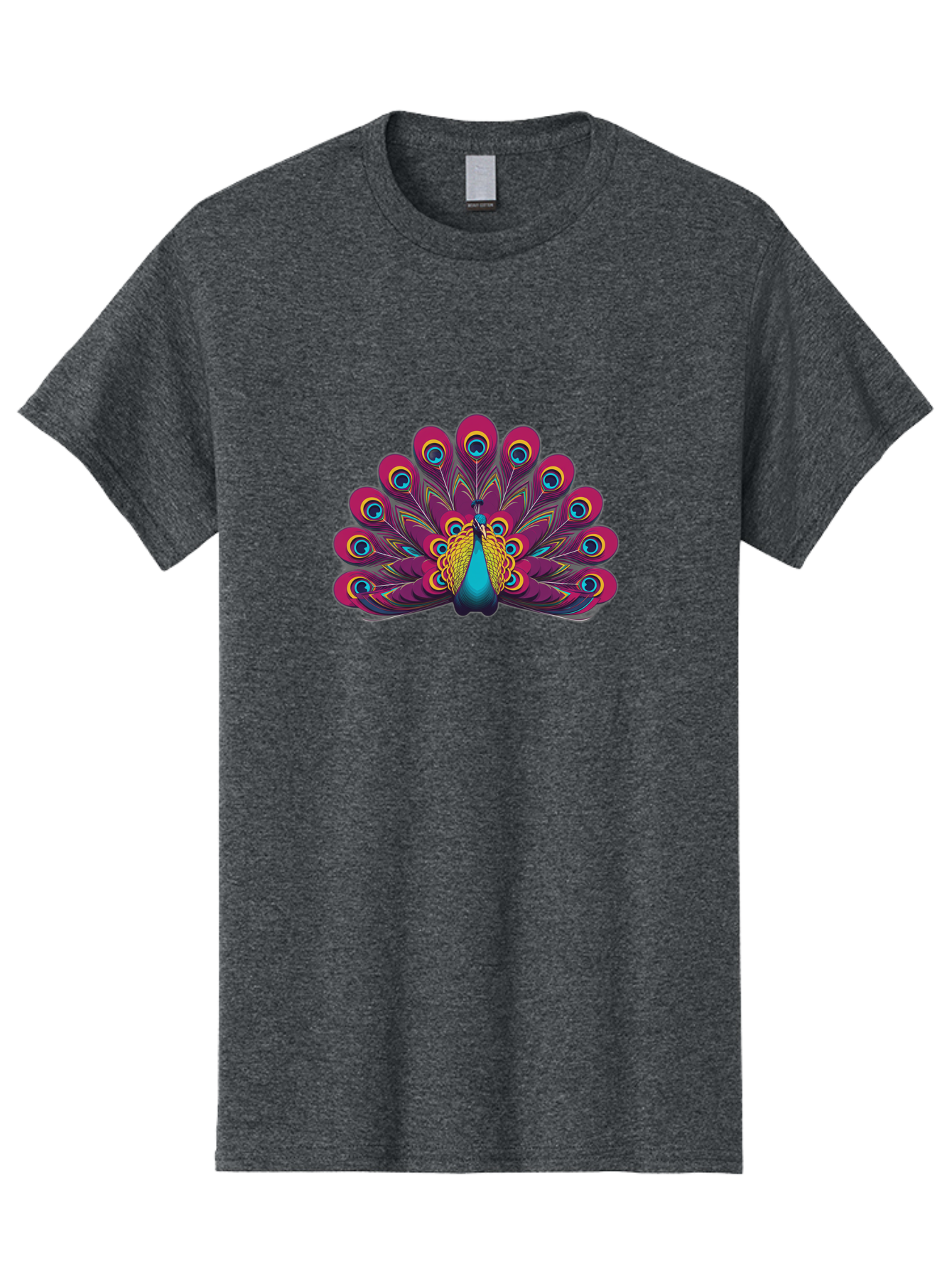 Peacock-11 Men'S Graphic Tee, 100% Cotton, Comfortable Casual Summer Wear, Machine Washable, Vibrant Peacock, Colorful Plumage, Eye-Catching Feathers, Magenta And Blue Hues, Turquoise Body, Intricate Patterns, Majestic Display, Bab072 25
