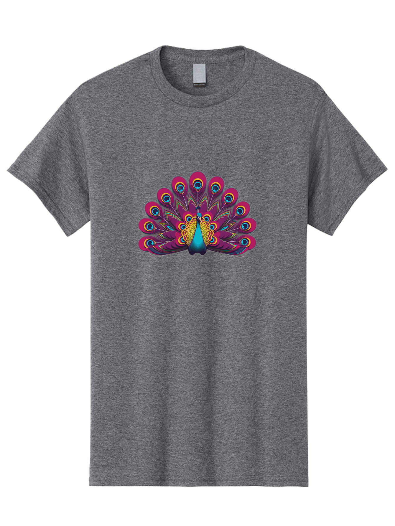 Peacock-11 Men'S Graphic Tee, 100% Cotton, Comfortable Casual Summer Wear, Machine Washable, Vibrant Peacock, Colorful Plumage, Eye-Catching Feathers, Magenta And Blue Hues, Turquoise Body, Intricate Patterns, Majestic Display, Bab072 29