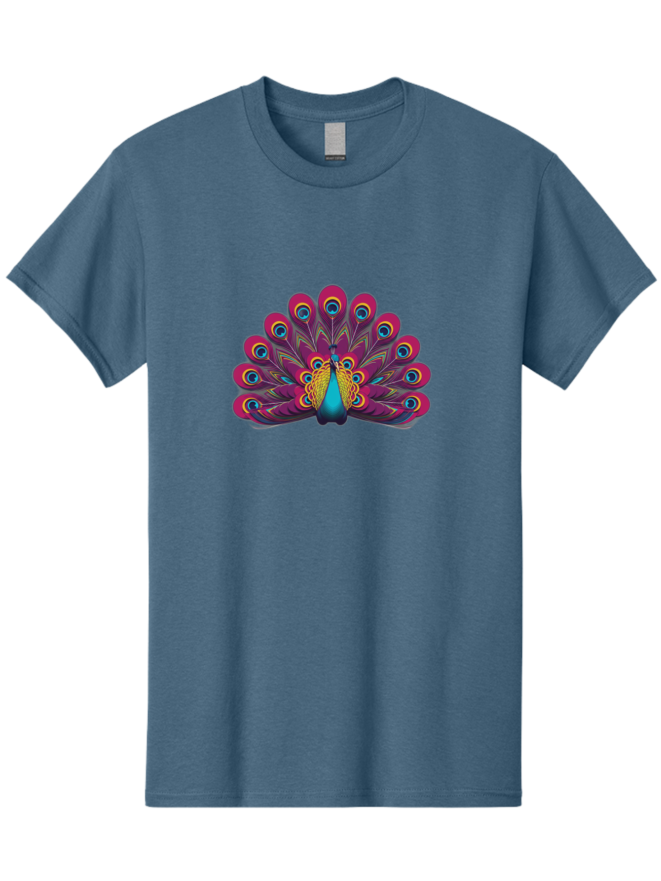 Peacock-11 Men'S Graphic Tee, 100% Cotton, Comfortable Casual Summer Wear, Machine Washable, Vibrant Peacock, Colorful Plumage, Eye-Catching Feathers, Magenta And Blue Hues, Turquoise Body, Intricate Patterns, Majestic Display, Bab072 7